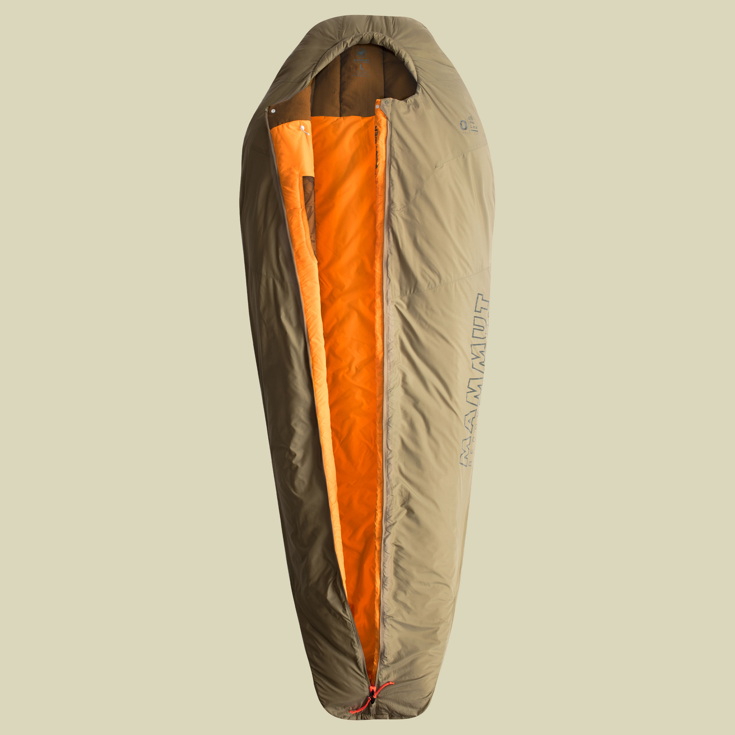 Relax Fiber Bag 0C bis Körpergröße 195 cm (L) Farbe olive, Reißverschluss Mitte