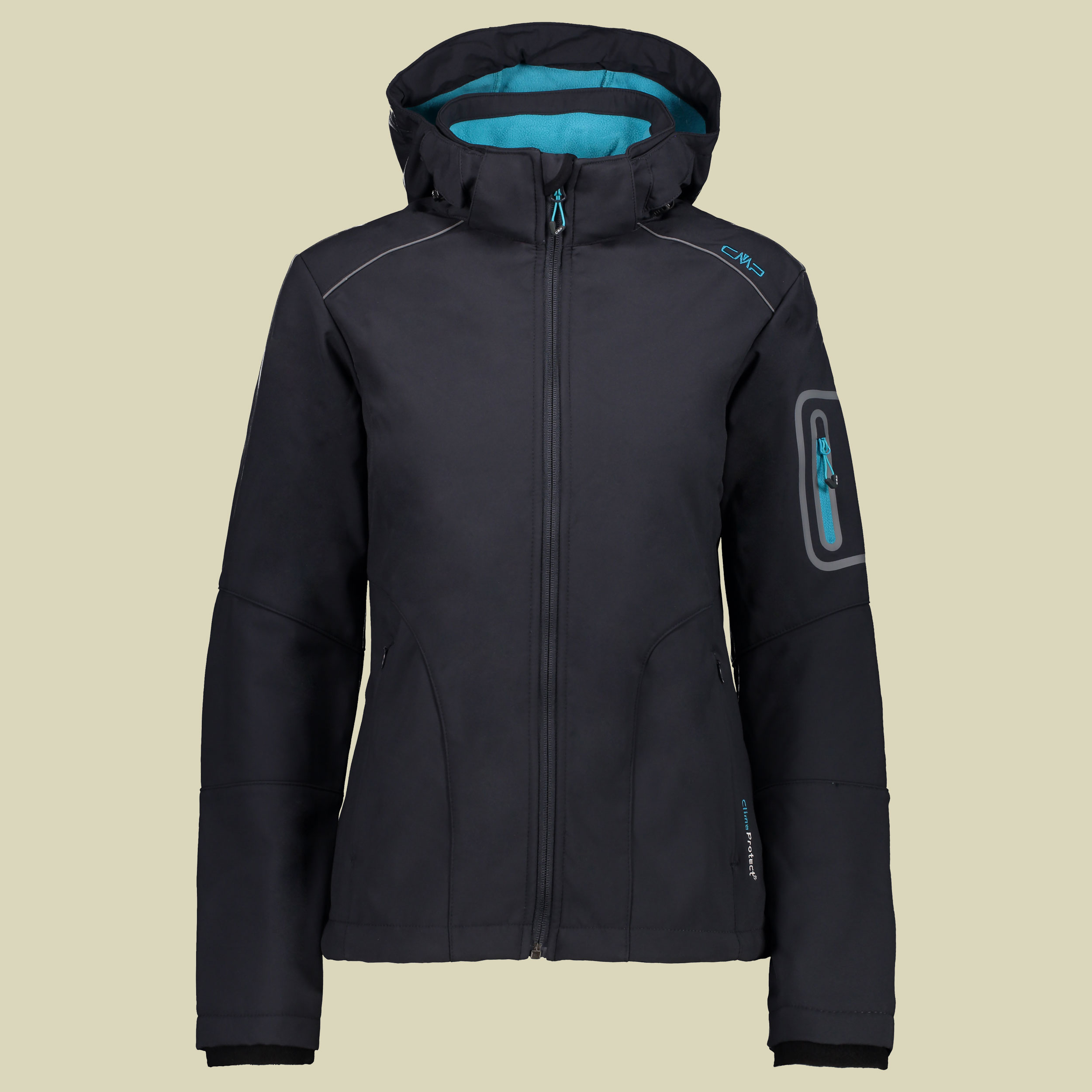 Woman Softshell Jacket Zip Hood 3A05396 Größe 34 Farbe 110Q navy-sea blue