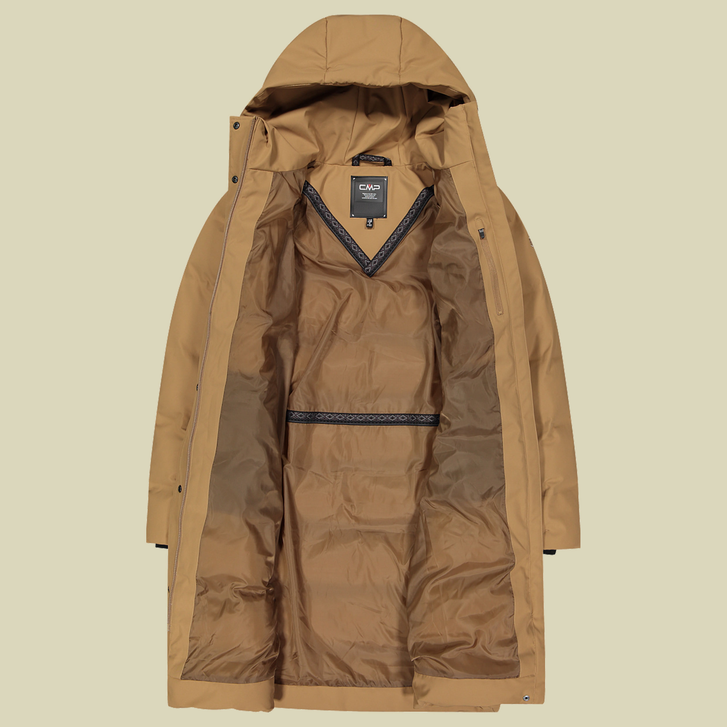 Woman  Coat Fix Hood 38 braun - Farbe malto