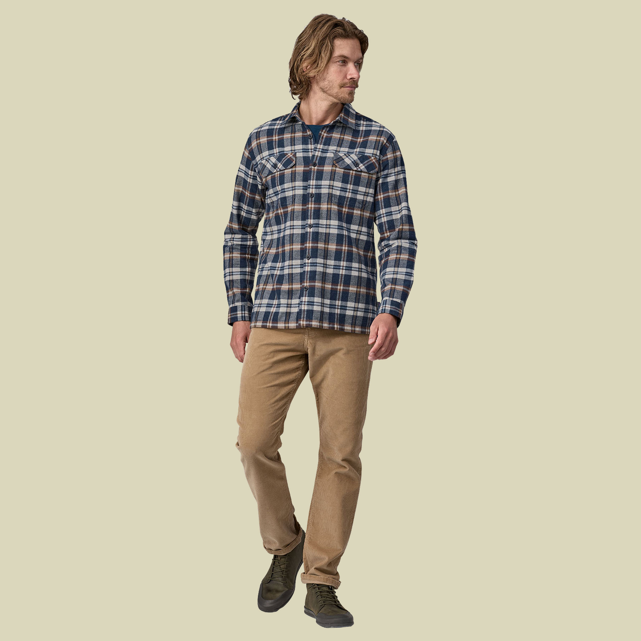 L/S Organic Cotton MW Fjord Flannel Shirt Men Größe XL Farbe fields: new navy