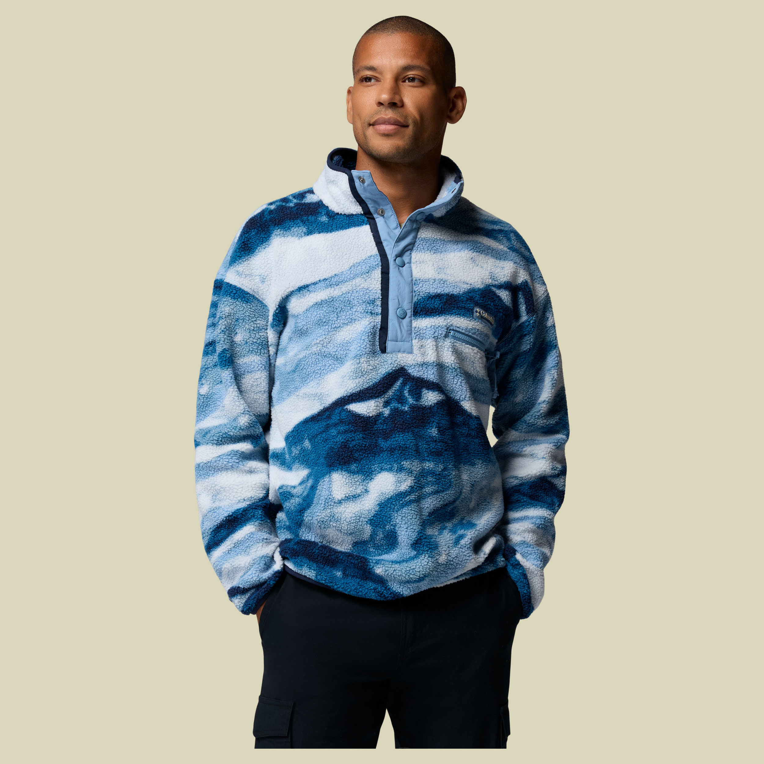 Helvetia II Printed Half Snap Fleece Men XL blau1 - rainy day summits
