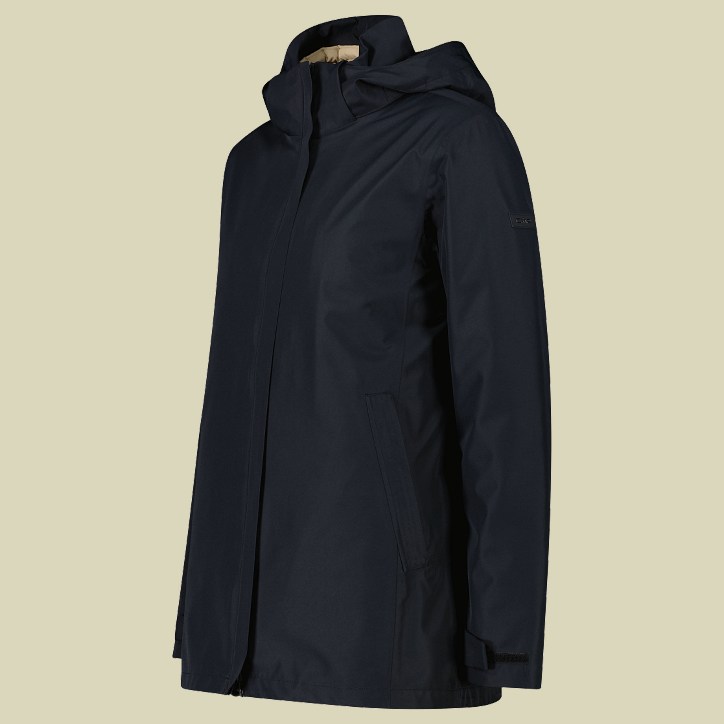 Woman Long Jacket Zip Hood Detachable Inn. Jacket 42 schwarz - Farbe black