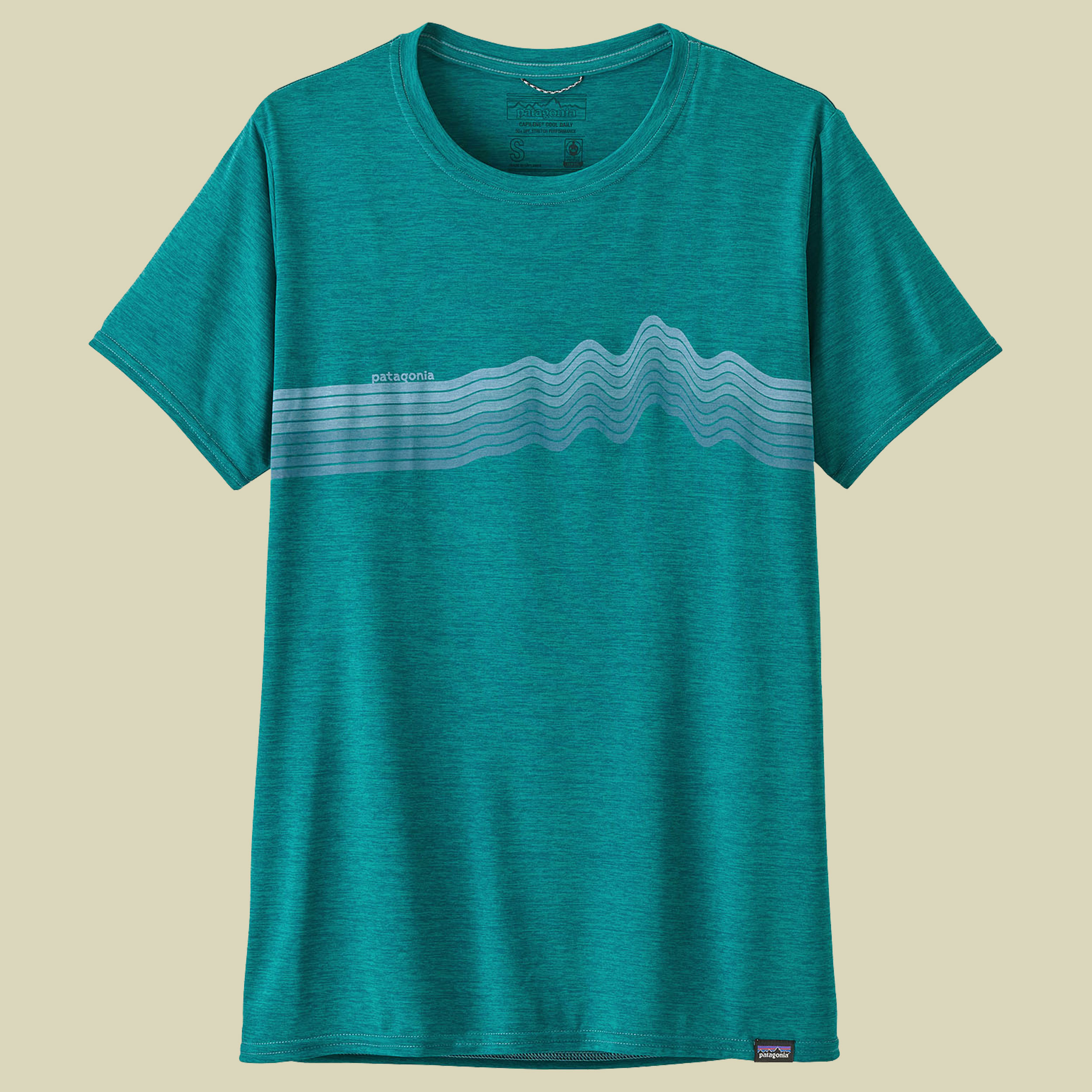 Capilene Cool Daily Graphic Shirt Women Größe M  Farbe Ridge Rise Stripe: borealis green X-Dye