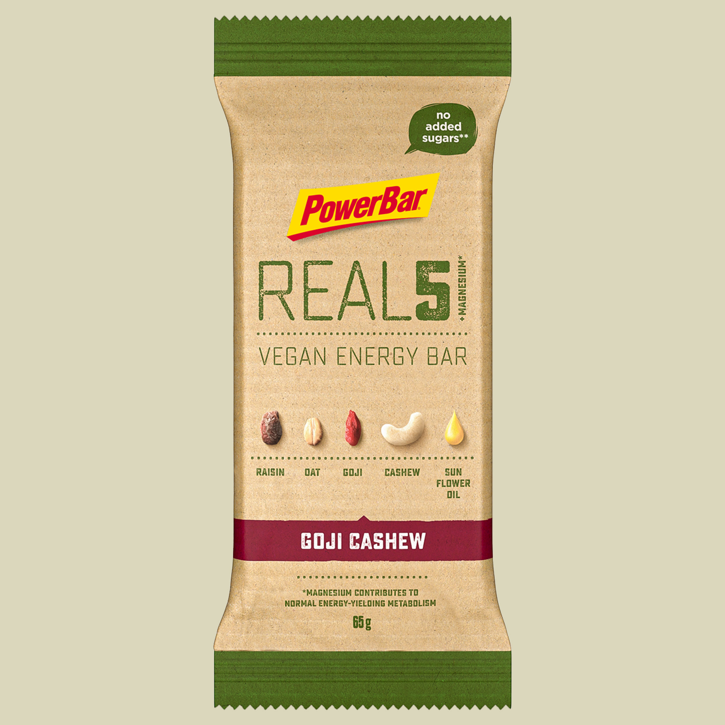 Real5 Vegan Energy Bar 65g Geschmack goji cashew