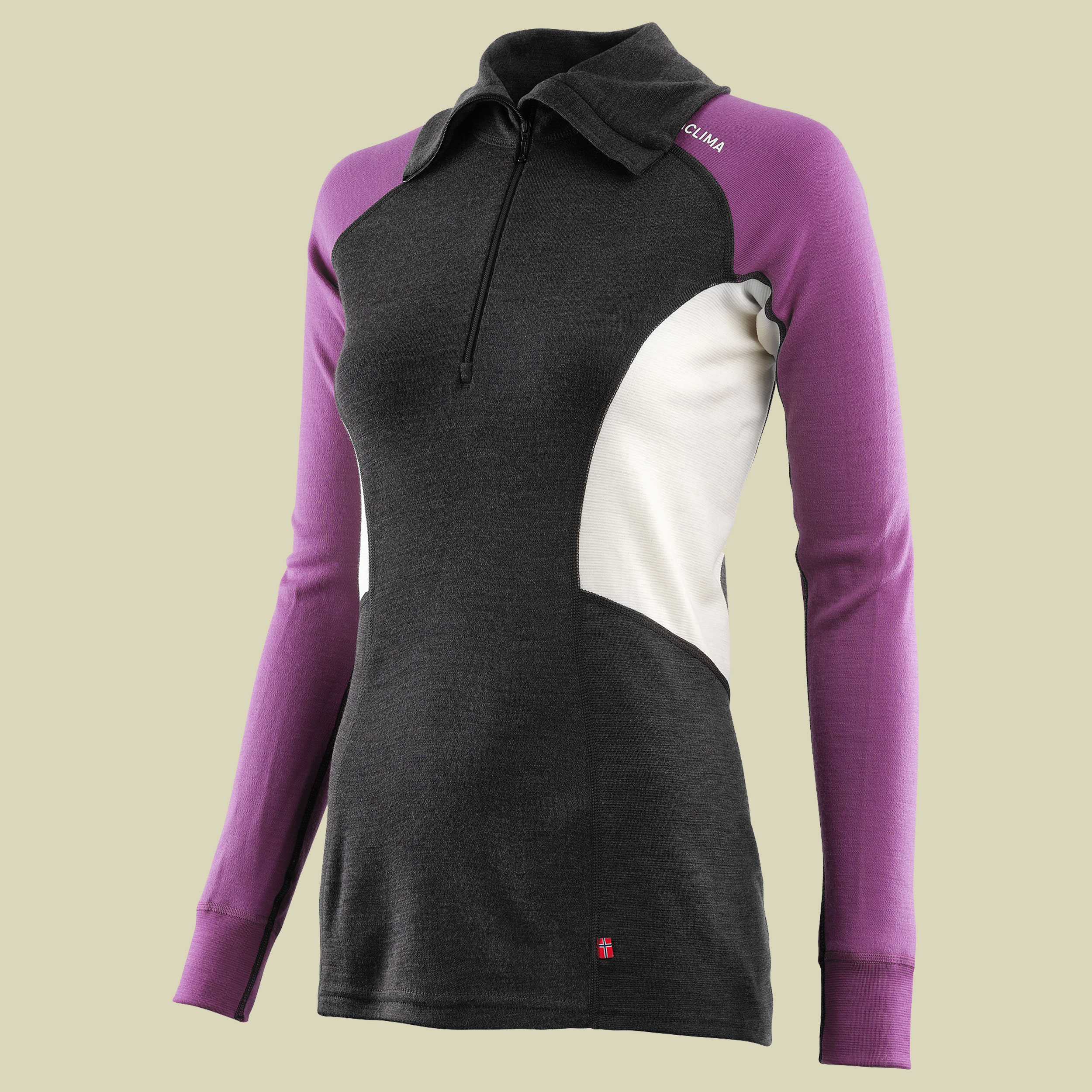WarmWool Polo Women Größe L  Farbe marengo/sunset purple/nature