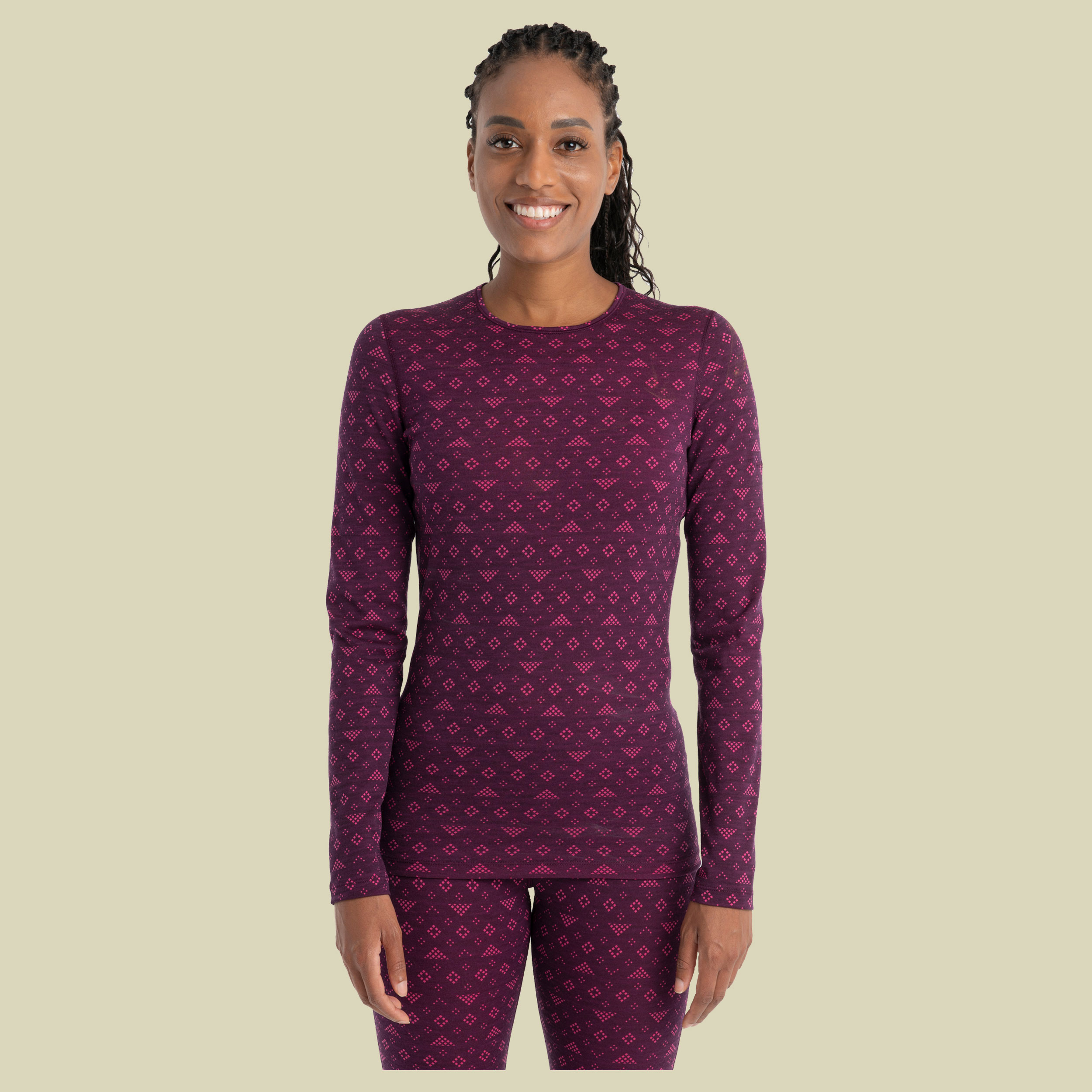 Merino 200 Oasis LS Crewe First Snow Women Größe S Farbe nightshade/tempo/aop
