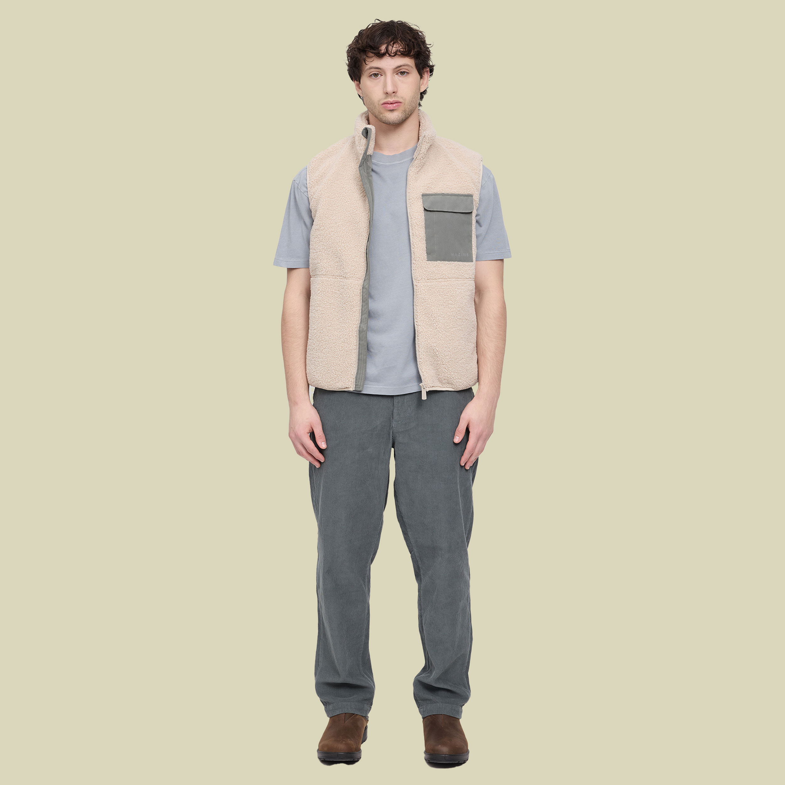 Padded Teddy-Fleece Vest Men XXL beige - natural/light bottle