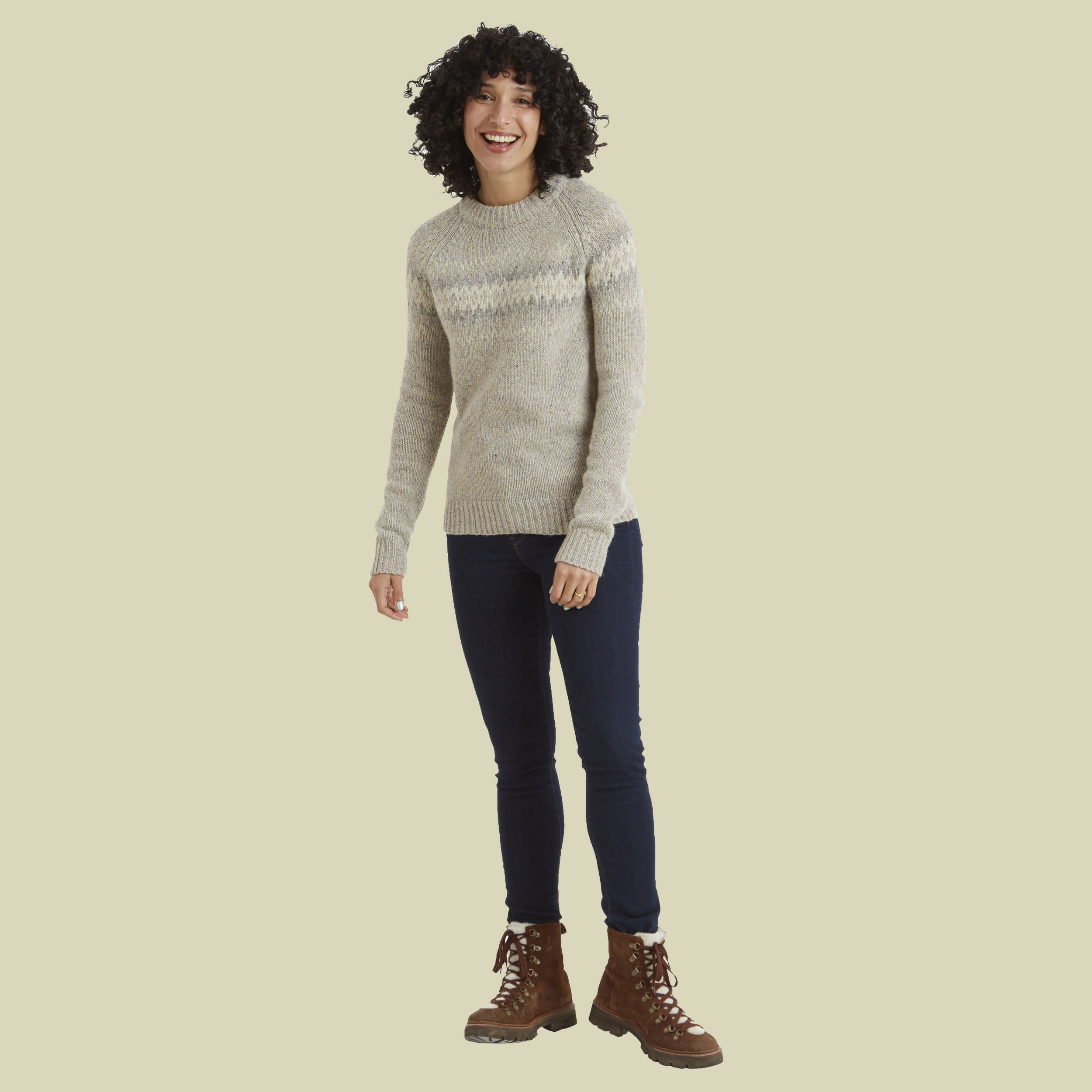 Dumji Crew Sweater Women beige XS - Farbe peetho