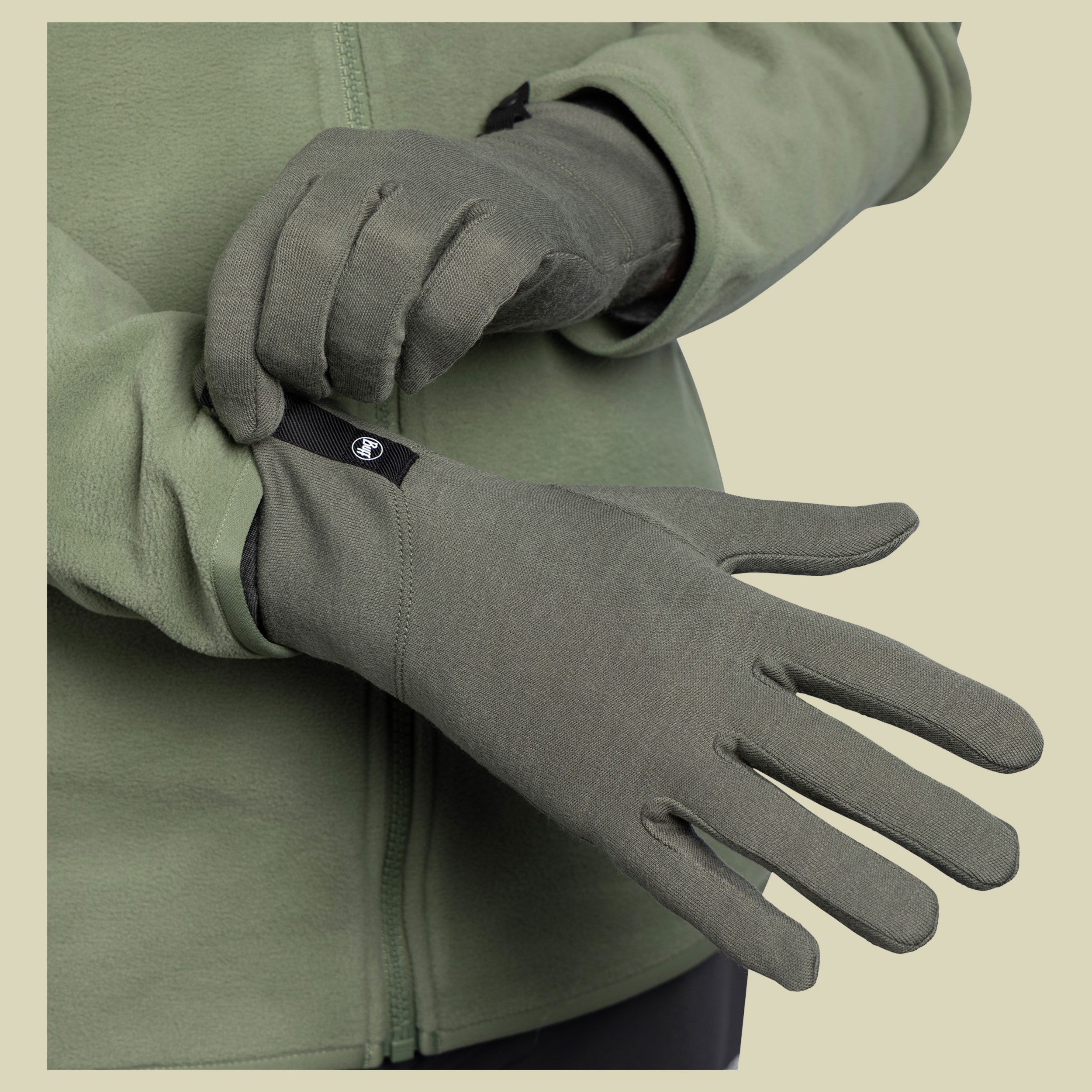 Merino Midweight Gloves S grün - GW khaki