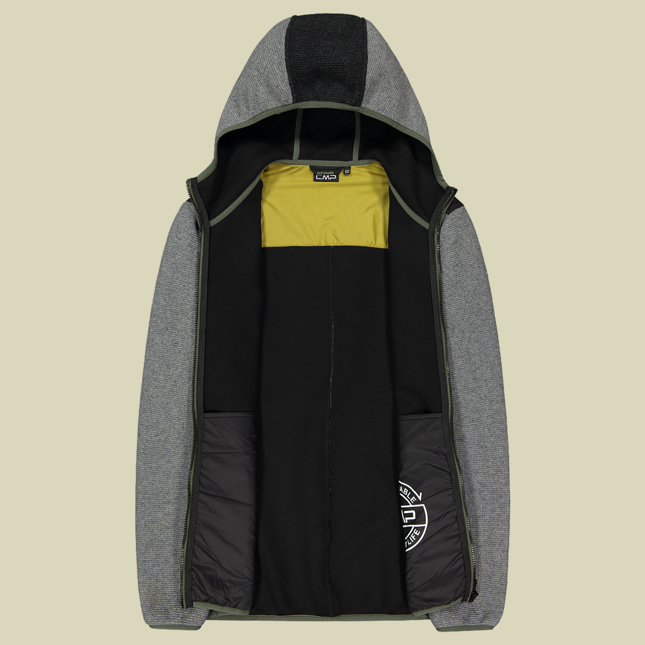 Man Jacket Fix Hood Bonded Wooltech 32M1817 Größe 54 Farbe 80UD fumo melange