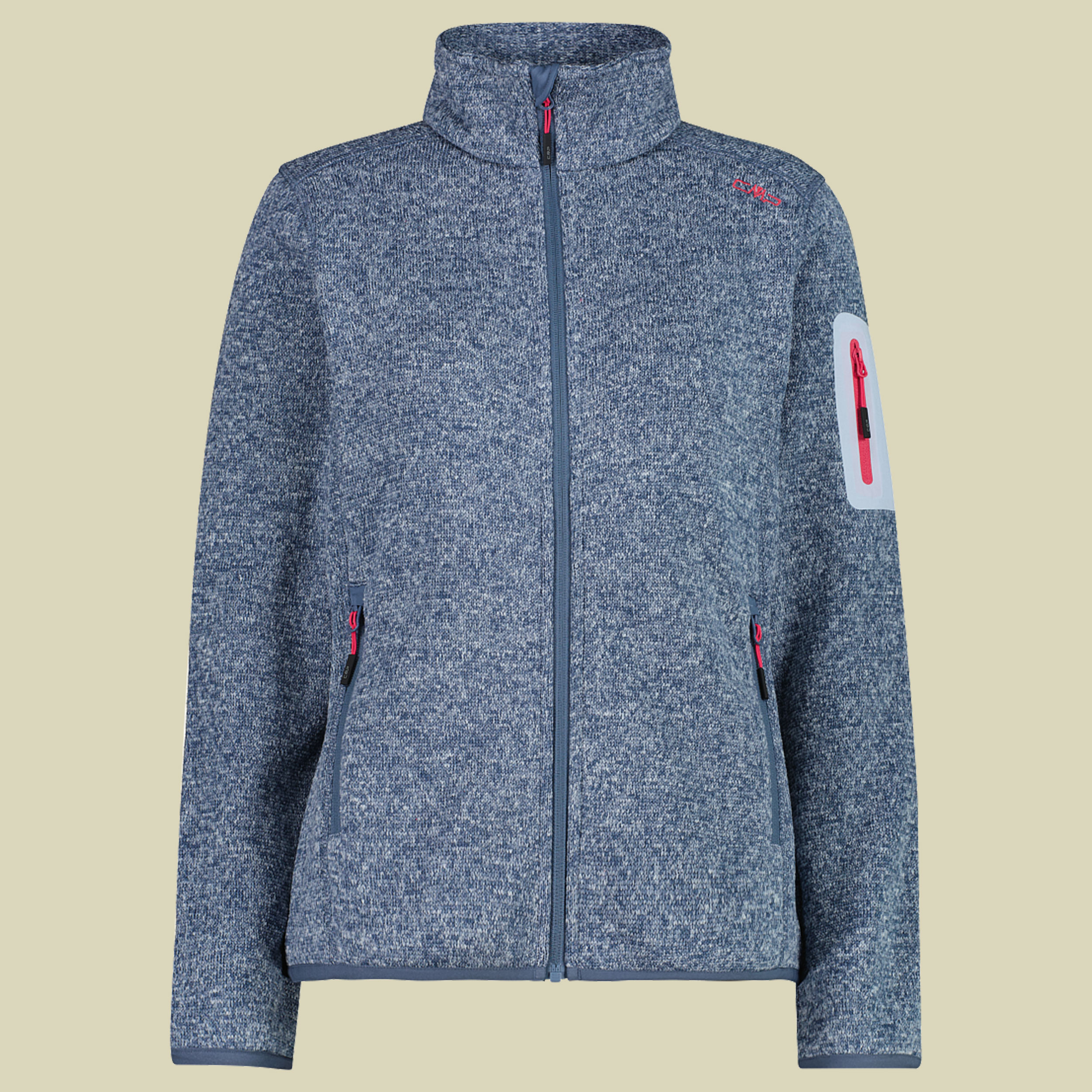 Woman Knitted Melange Fleece Jacket 3H14746 blau 38 - Farbe space-sky blue