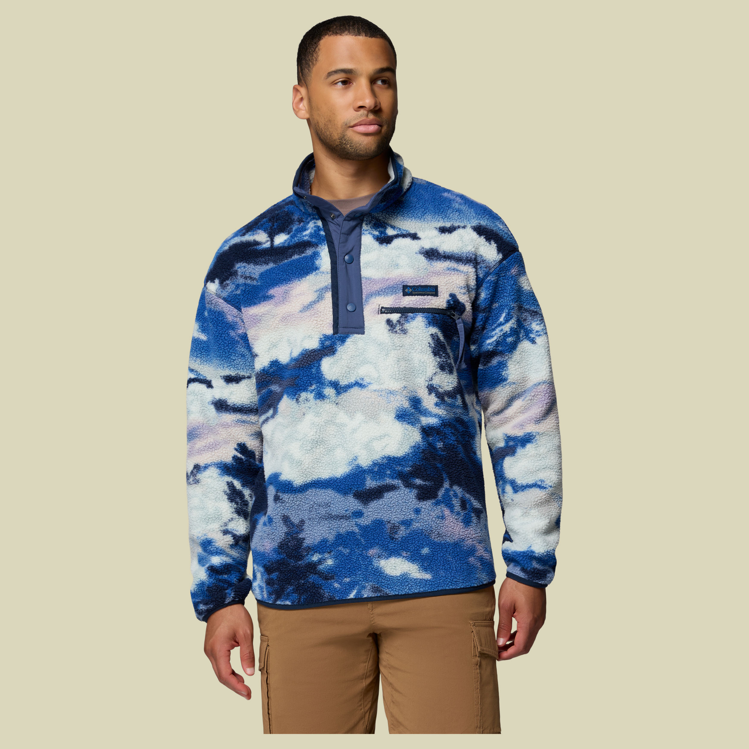 Helvetia II Printed Half Snap Fleece Men S mehrfarbig blau I - collegiate navy,dreaming