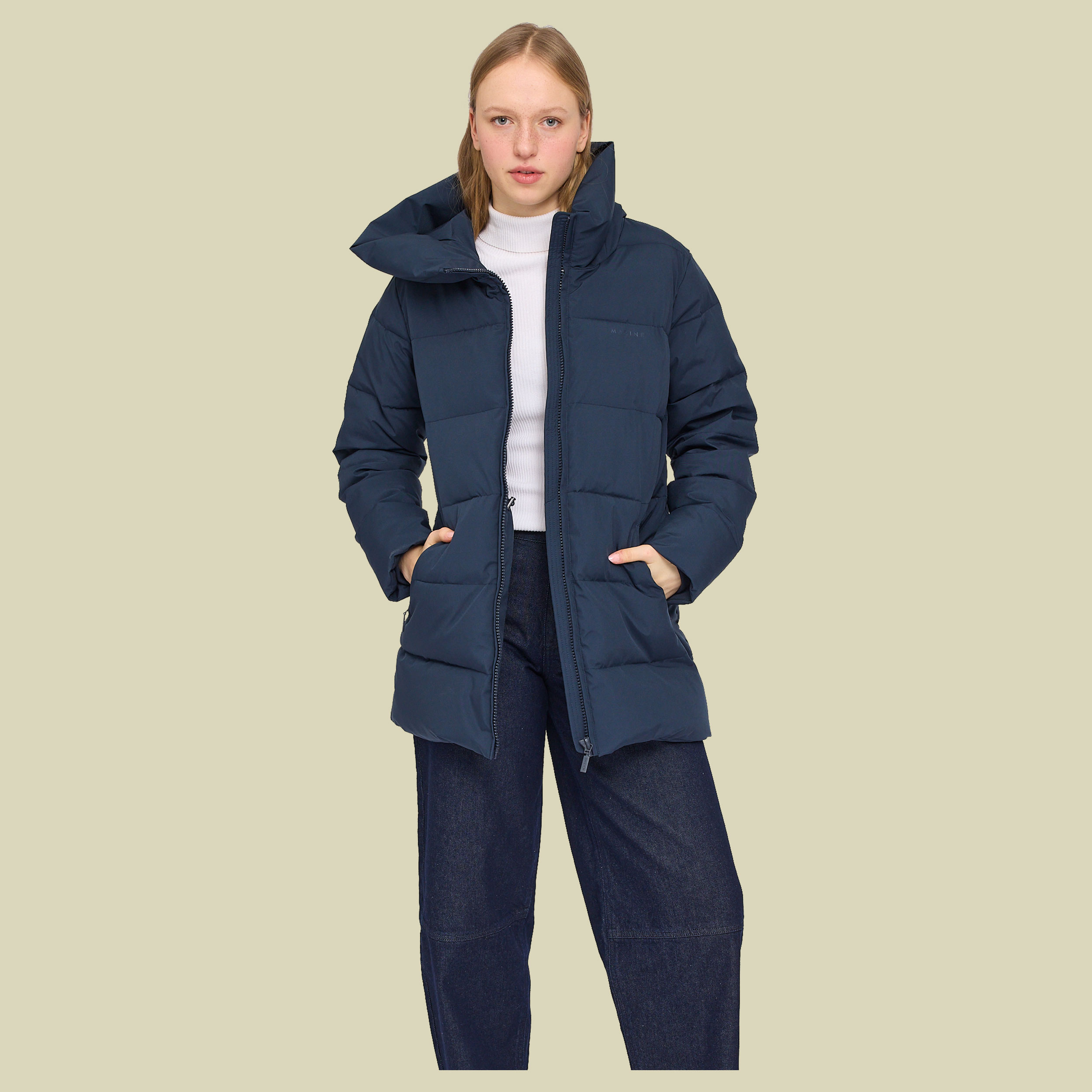 Basic Mid Lenth Puffer Jacket Women S blau - Farbe dark navy