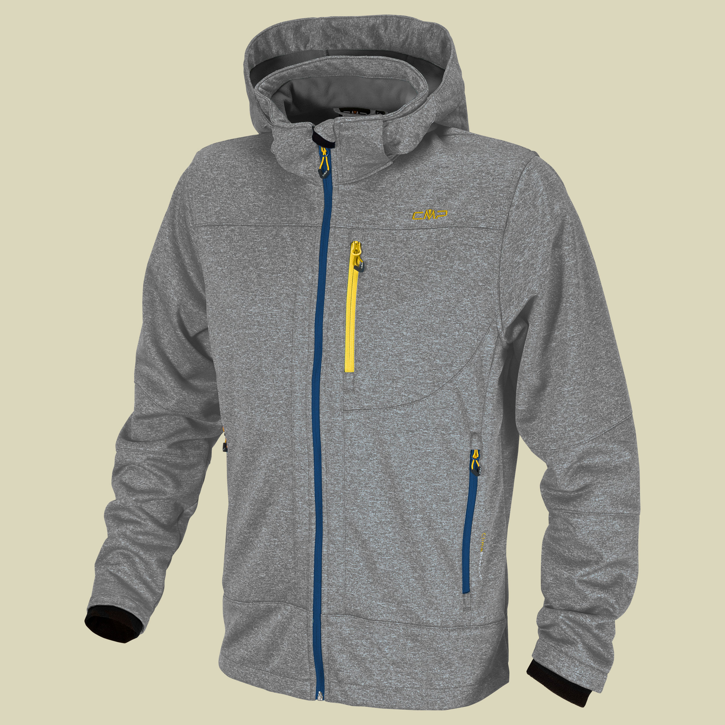 Man Softshell Jacket Zip Hood CMP 3A01787M Größe S Farbe grey melange - grey sun indigo
