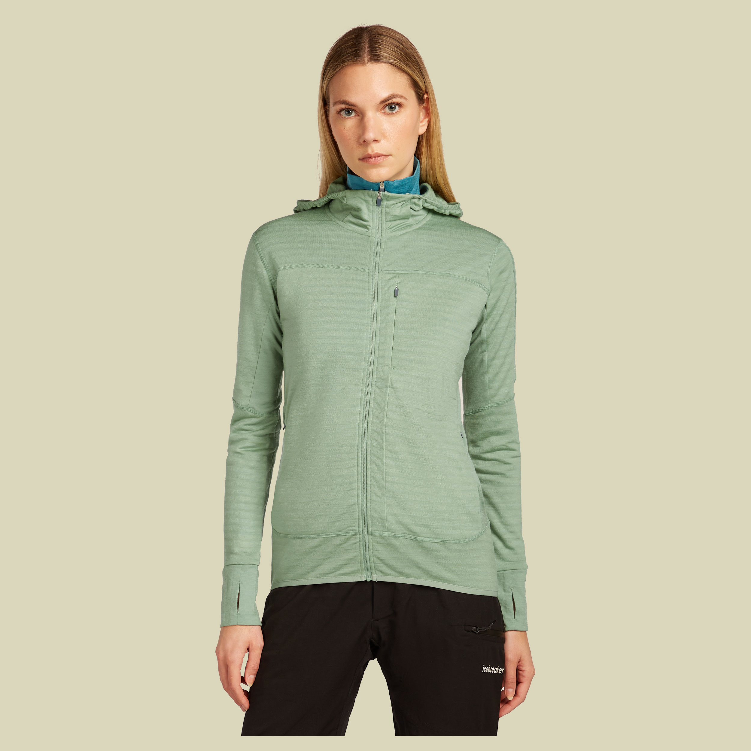 Merino Blend 300 RealFleece™ Descender LS Zip Hoodie Women XL grün - seaglass