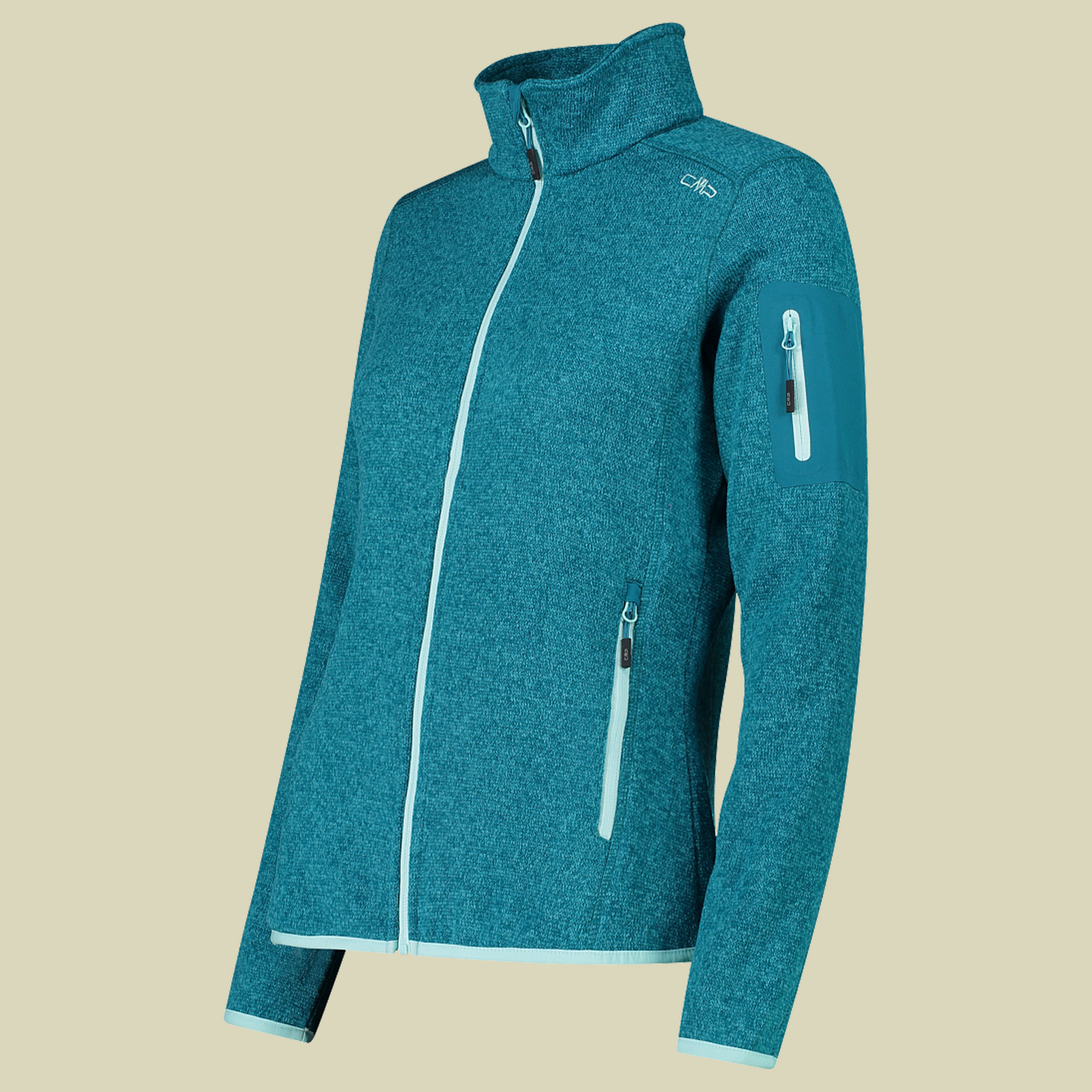Woman Knitted Melange Fleece Jacket 3H14746 türkis 42 - Farbe teal-acquacqua