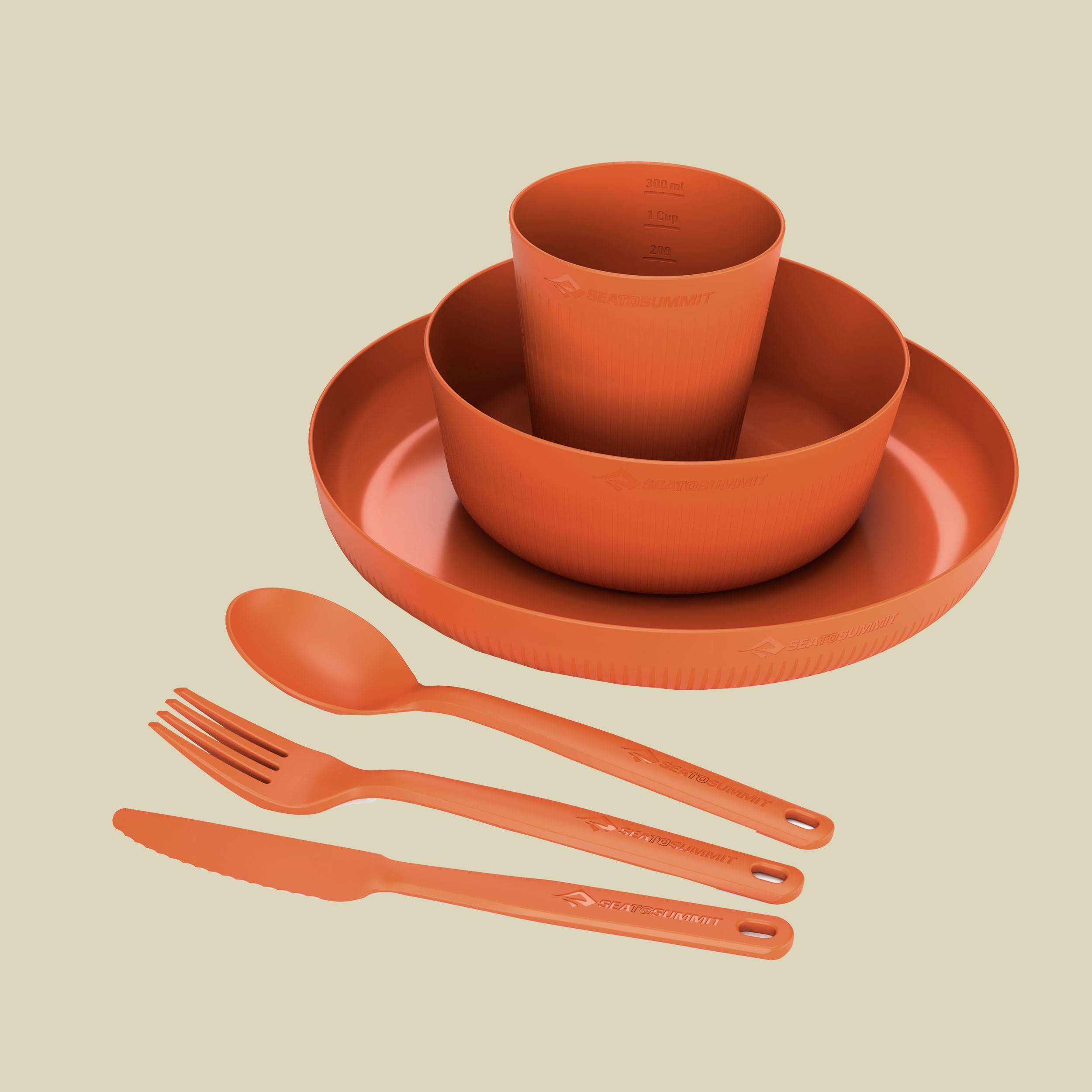 Camp Dinnerware Set w/Mesh Sack (6-teilig) orange