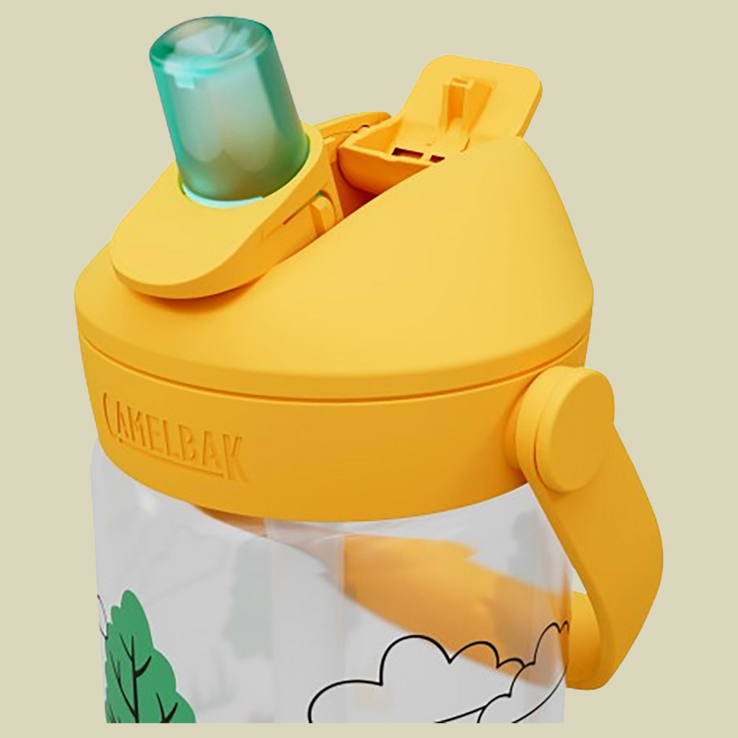 Thrive Flip Straw Kids 0,4 L gelb - tractors and trees
