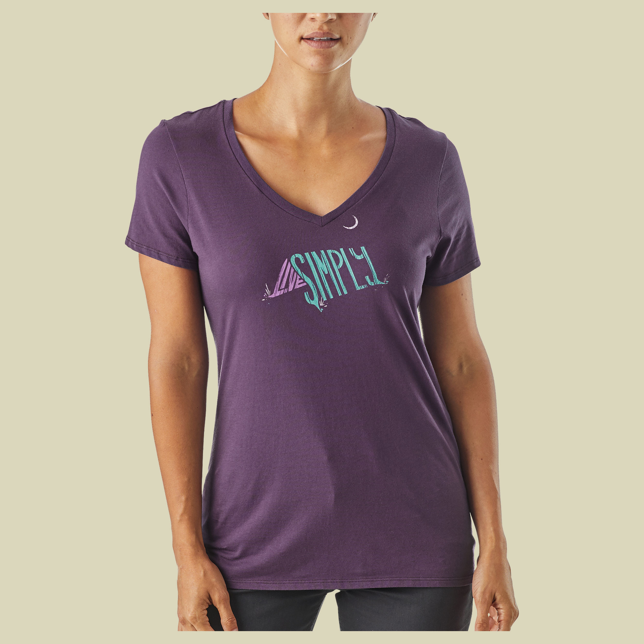 Live Simply Sleeping Out Organic V-Neck T-Shirt Women Größe S Farbe piton purple