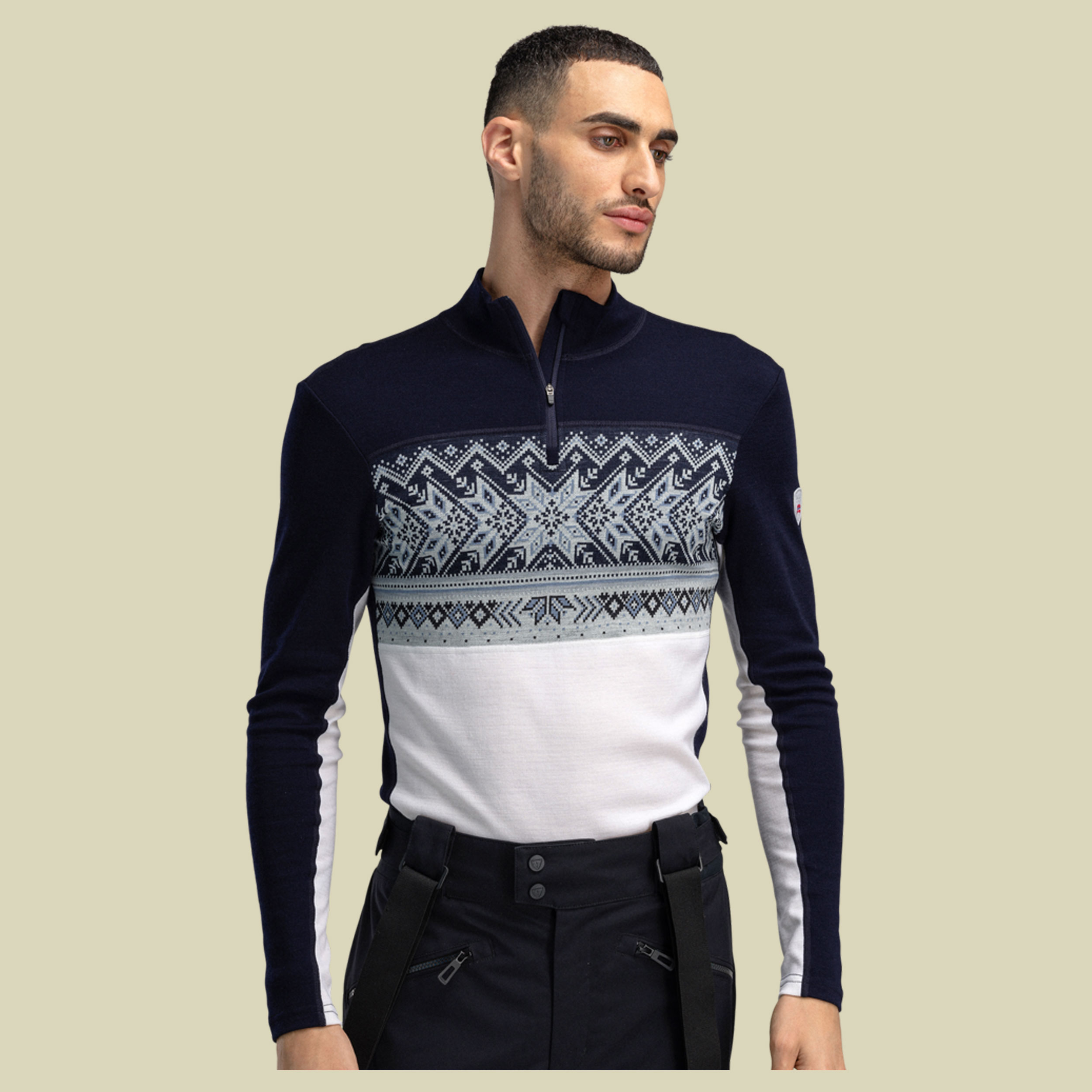 Vail Baselayer Half Zip Men M beige - Farbe offwhite navy blue shadow