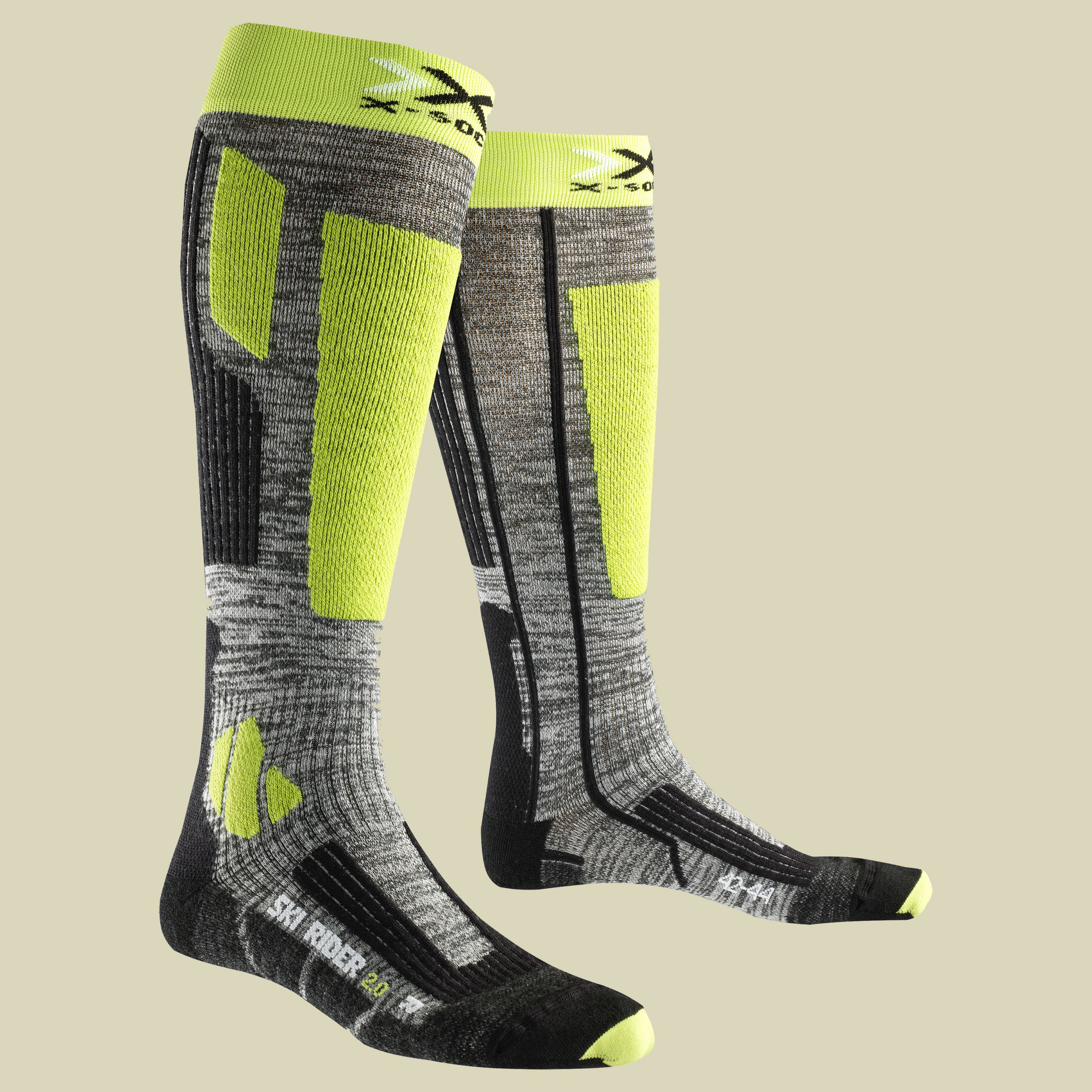 X-Socks Ski Rider 2.0 Men Größe 39-41 Farbe grey melange/green lime
