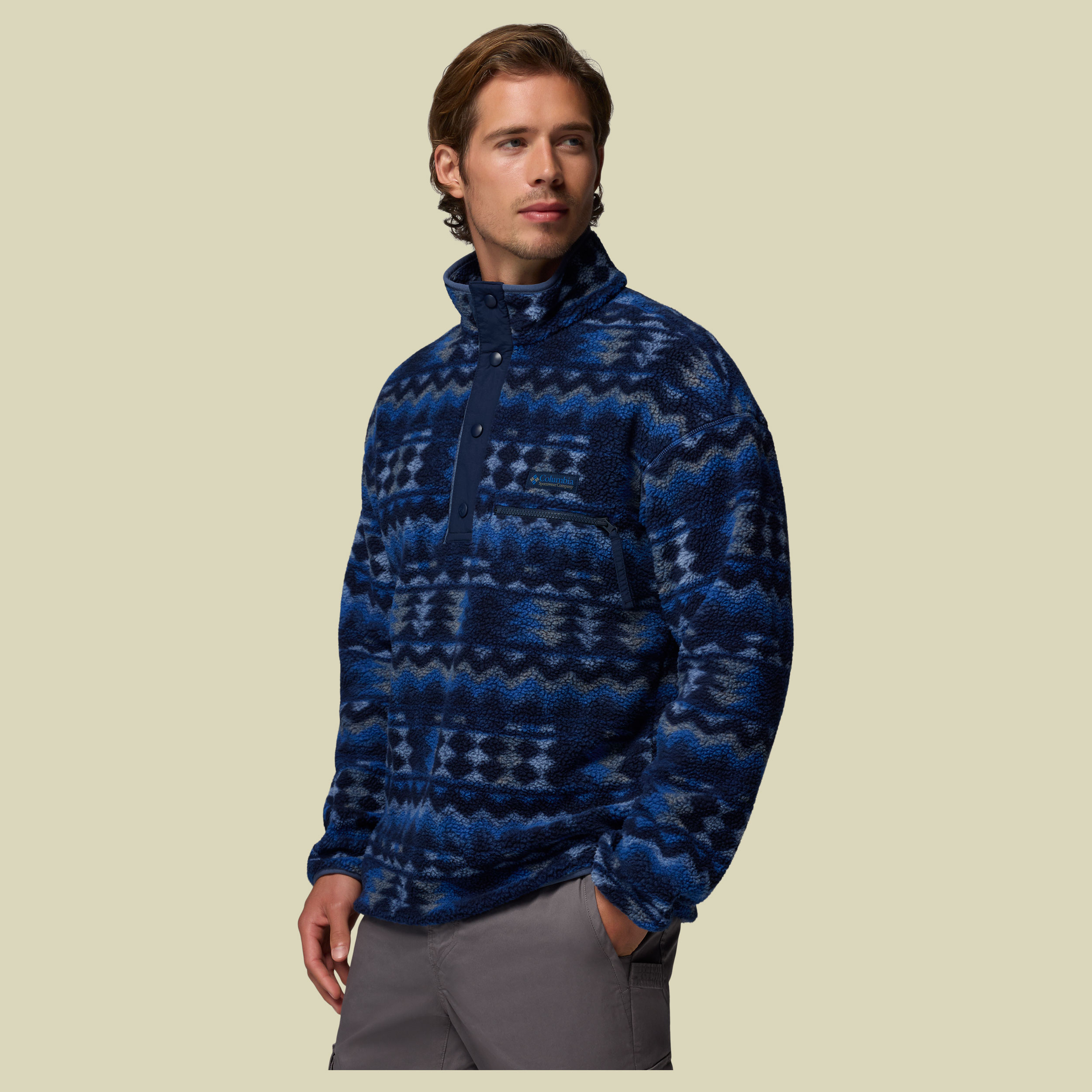 Helvetia II Printed Half Snap Fleece Men XL blau - mountain blue, retrotree
