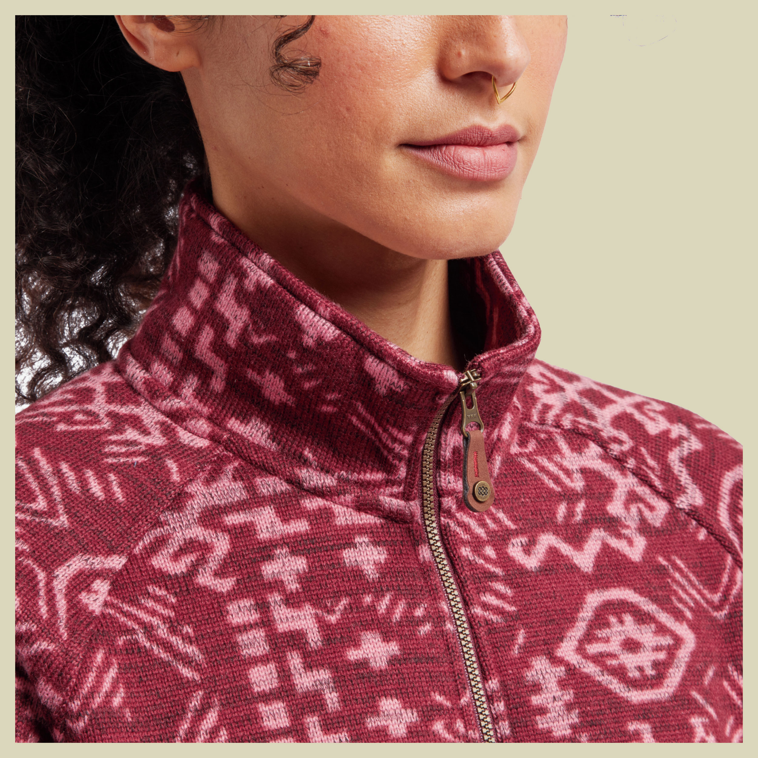 Bhutan Full Zip Jacket Women Größe L  Farbe beet red abstract