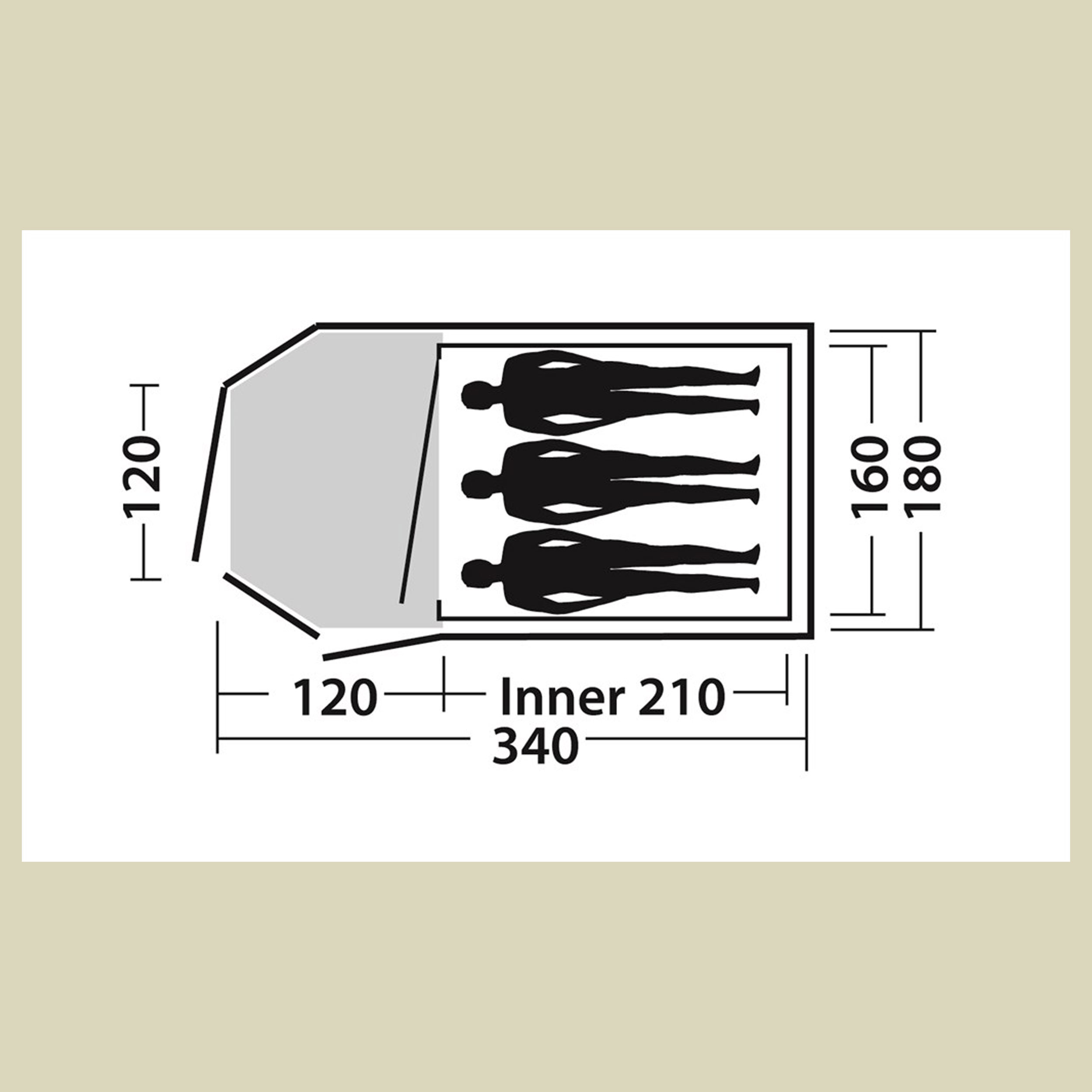 Corona 300 3-Personen-Zelt Farbe grün