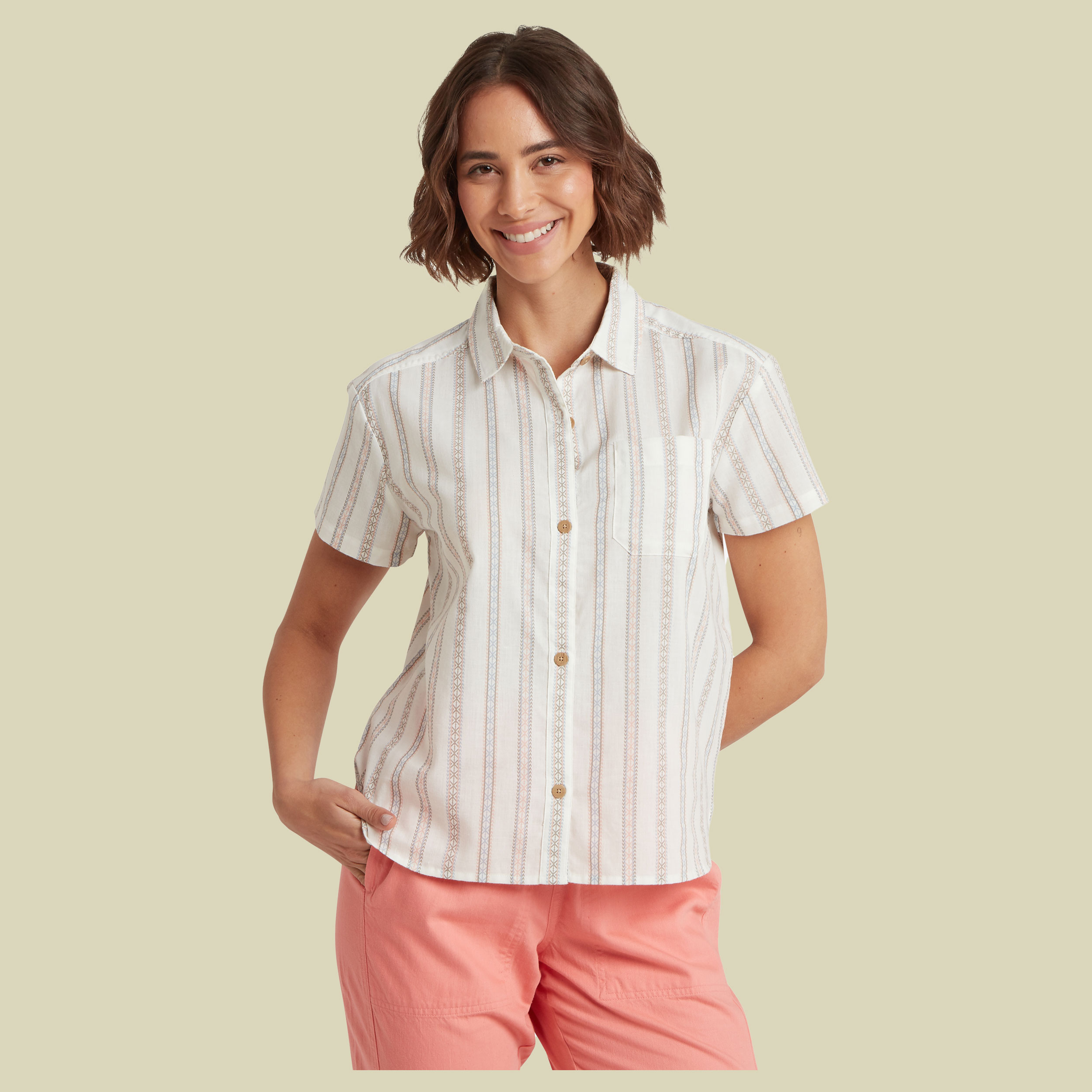Jaya Camp Shirt XS weiß - Farbe katha patti stripe