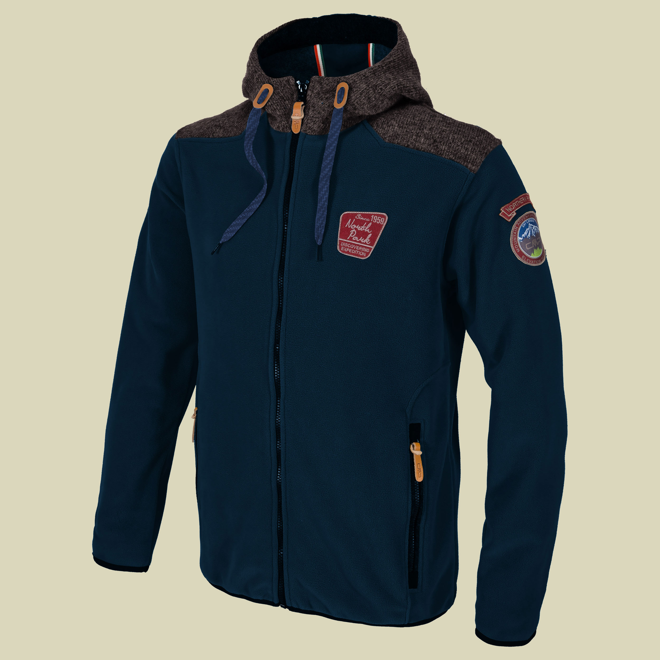 Man Fix Hood Fleece Jacket CMP 3H32057 Größe 48 Farbe N950 black blue - nocciola-fumo