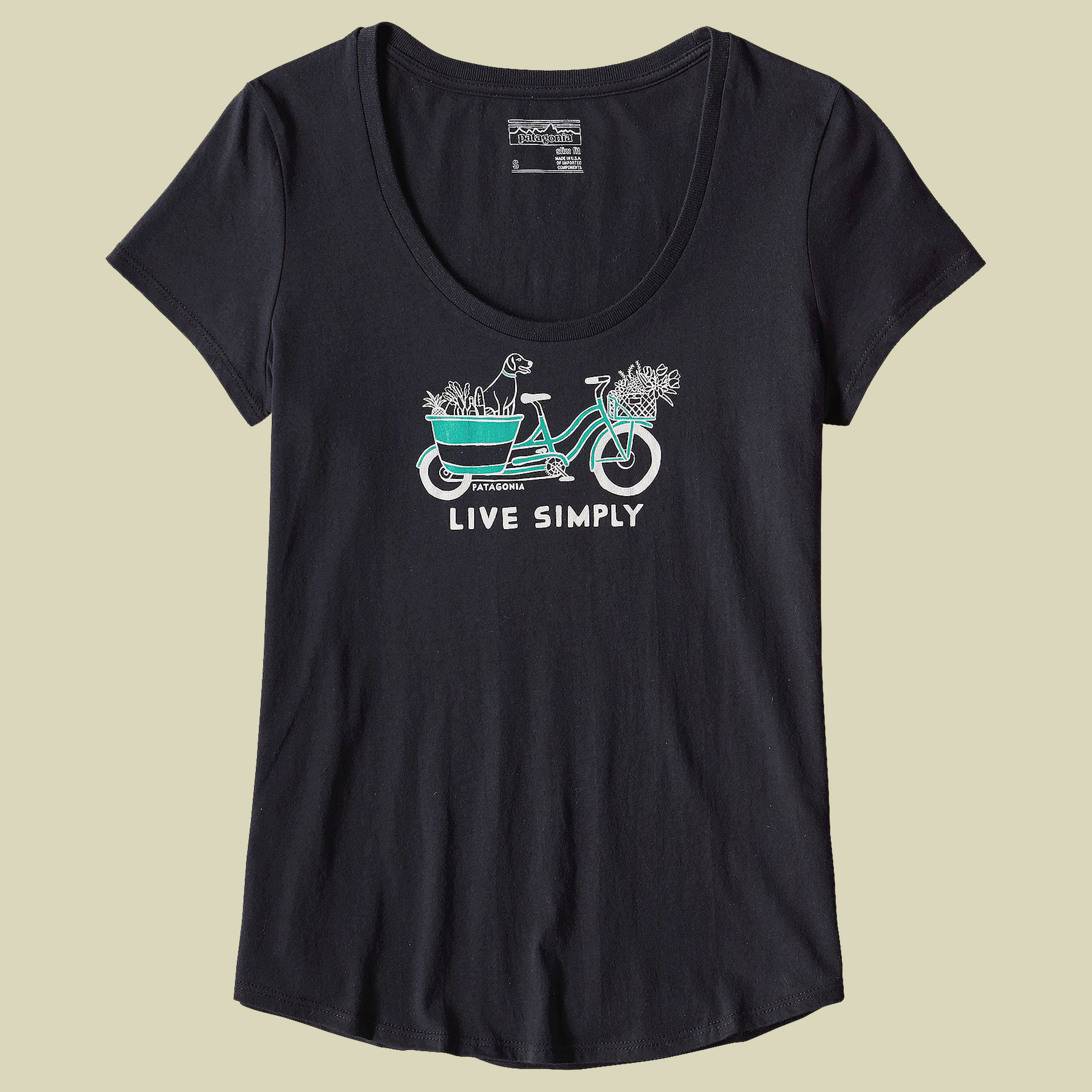 Live Simply Market Bike Cotton Scoop T-Shirt Women Größe S Farbe black