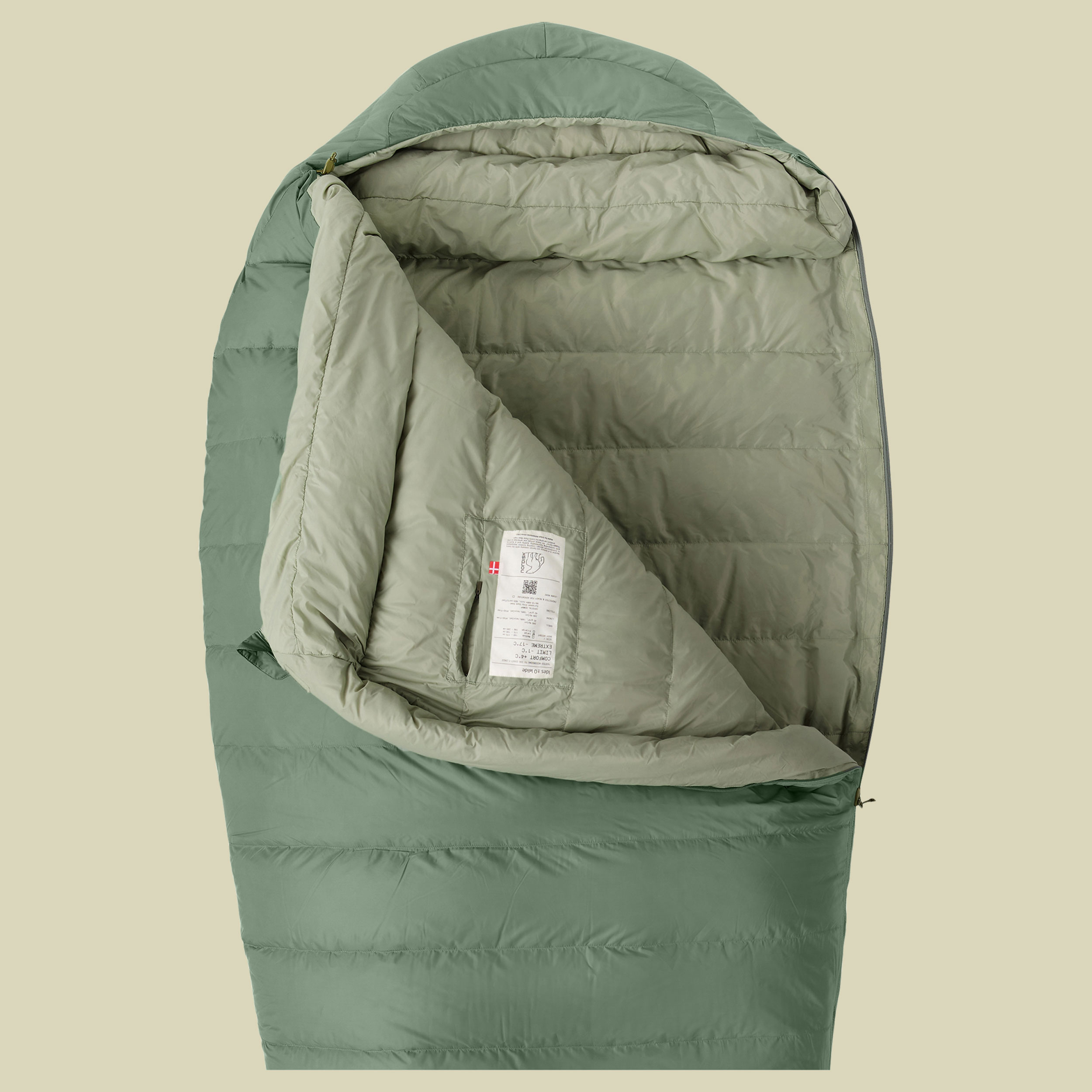Ides 0 Grad Wide Mummy Sleeping Bag 205 cm links hedge green XL