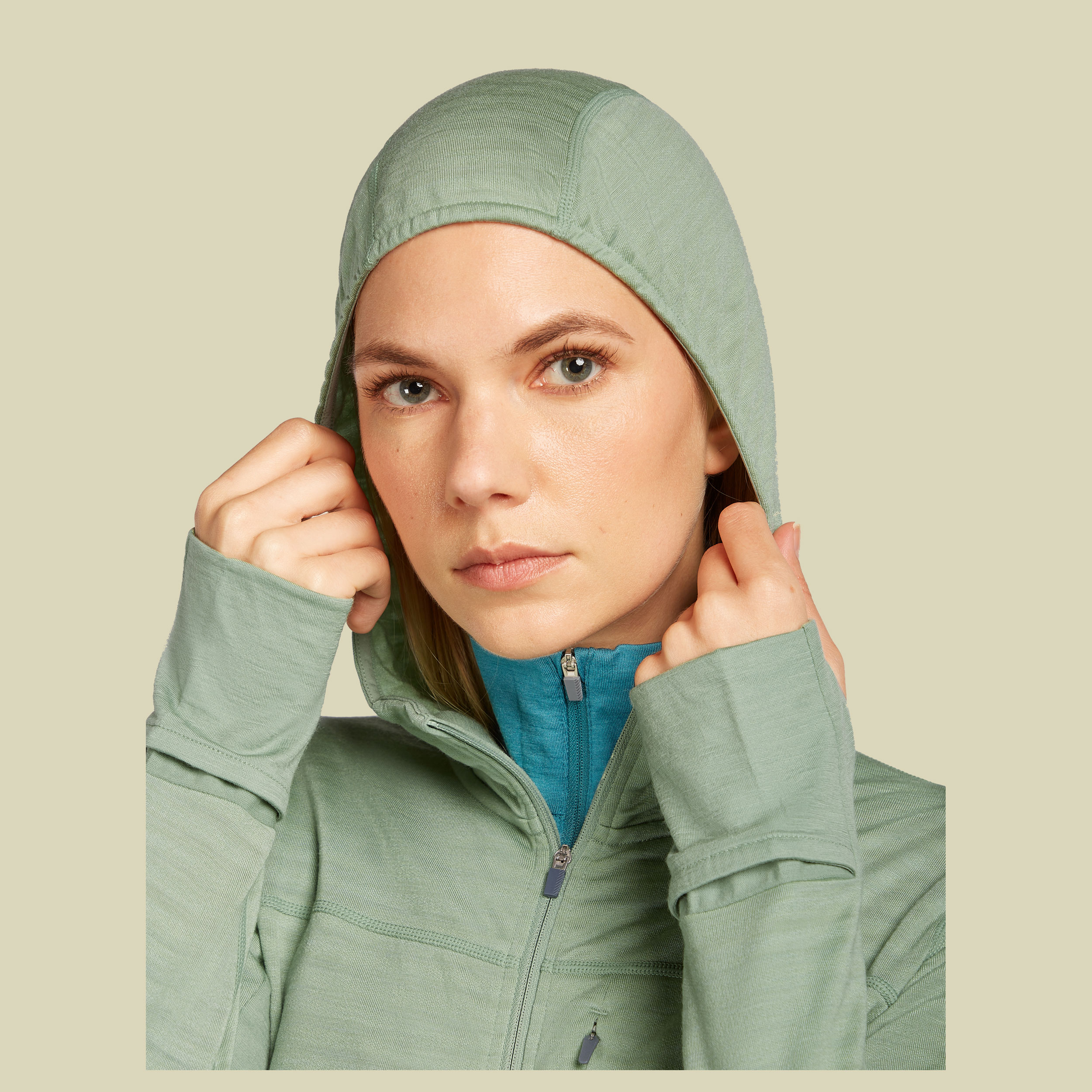 Merino Blend 300 RealFleece™ Descender LS Zip Hoodie Women XL grün - seaglass