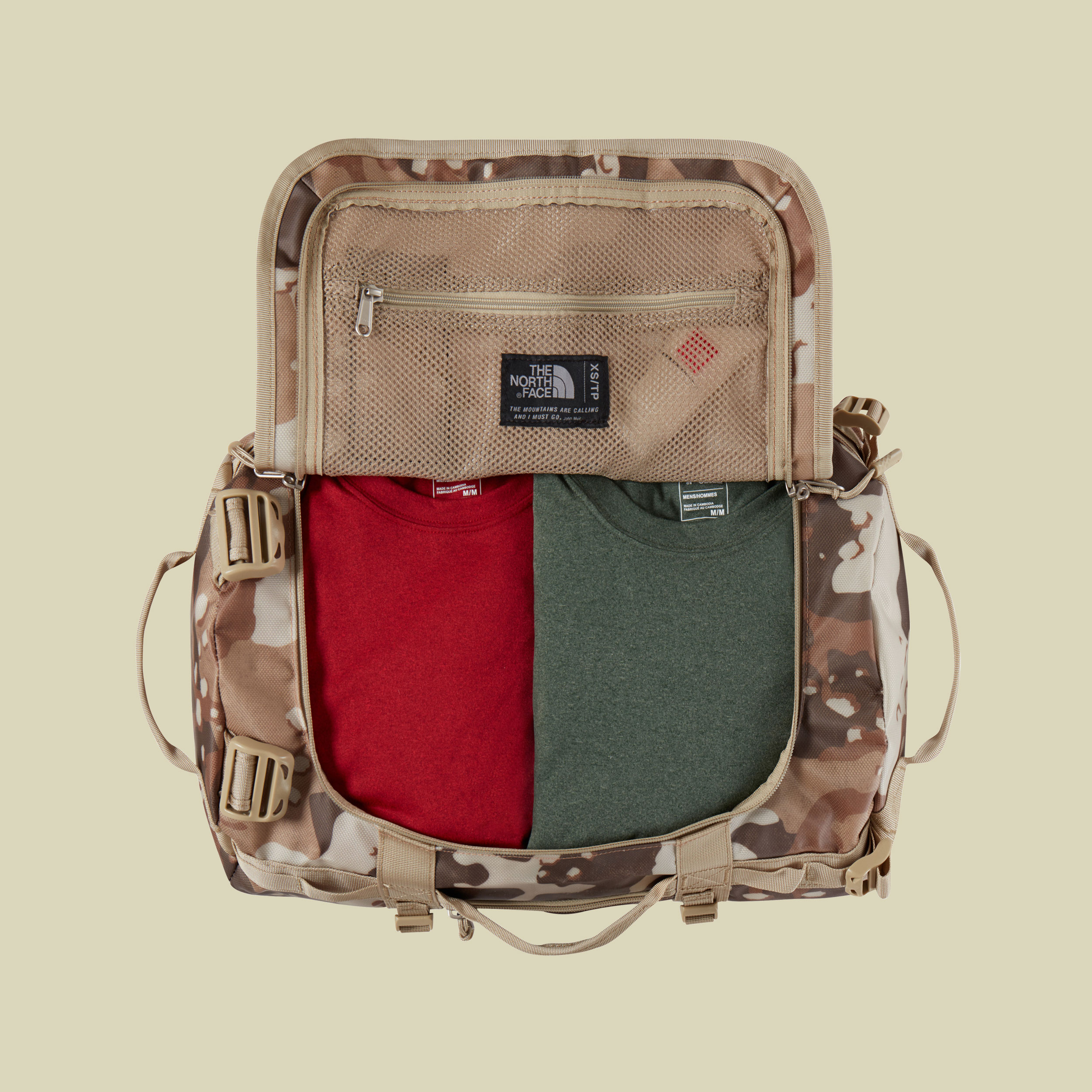 Base Camp Duffel XS Volumen 31 Farbe moab khaki woodchip camo desert print/twill beige