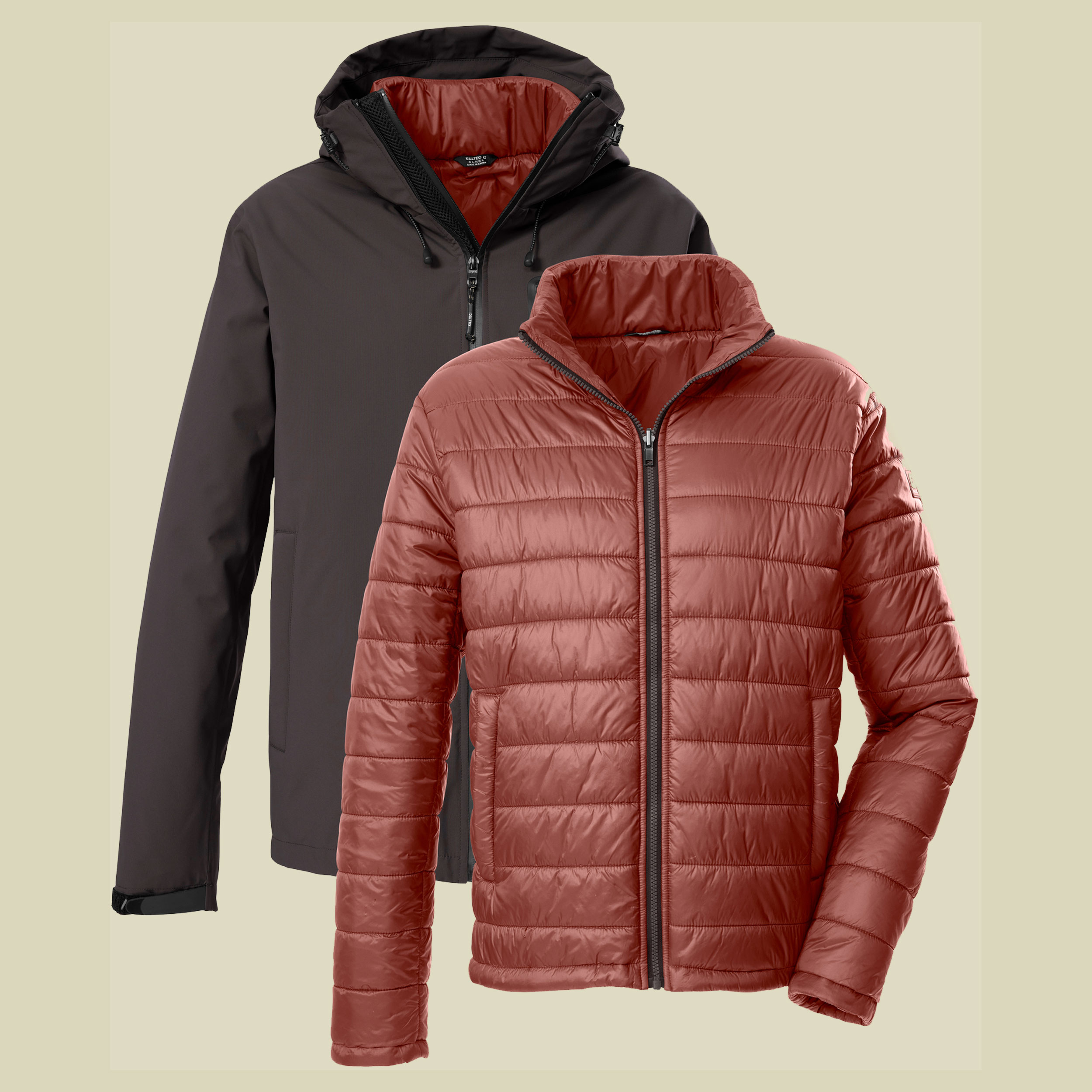 Funktionsjacke mit Kapuze und einzippbarer Steppjacke Men XXL ebenholz