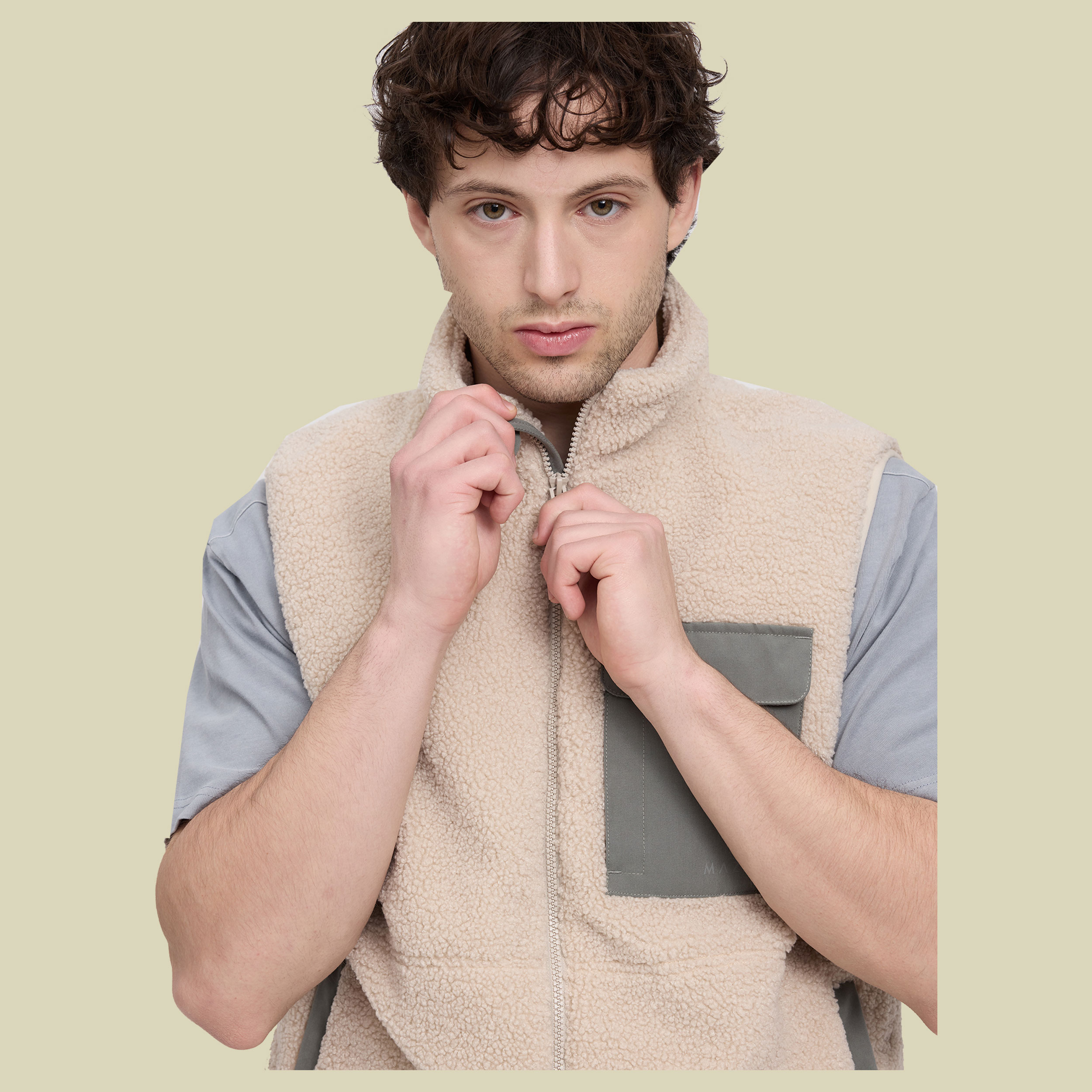Padded Teddy-Fleece Vest Men XXL beige - natural/light bottle
