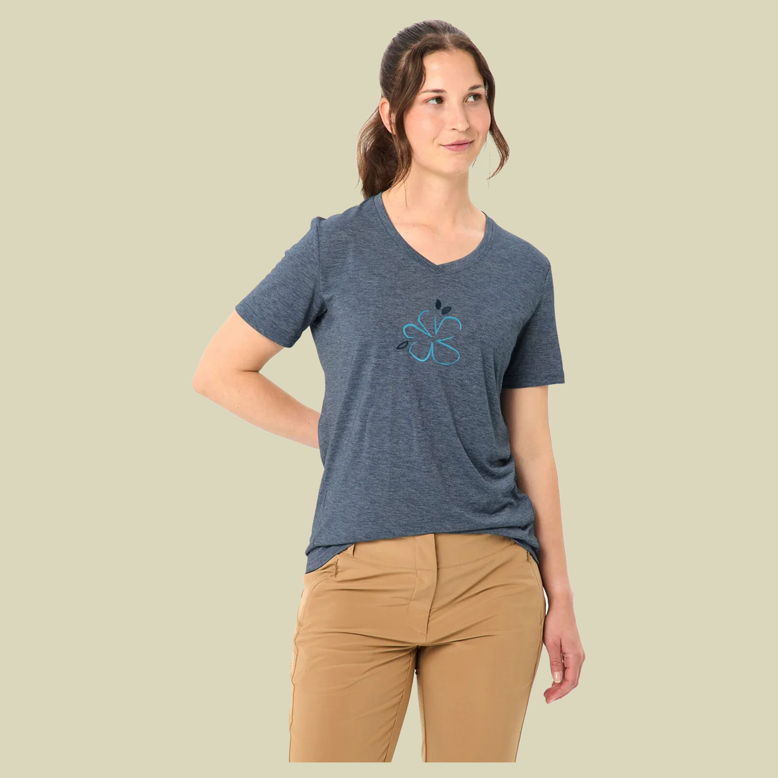 Skomer Print T-Shirt III Women 36 blau - dark sea uni