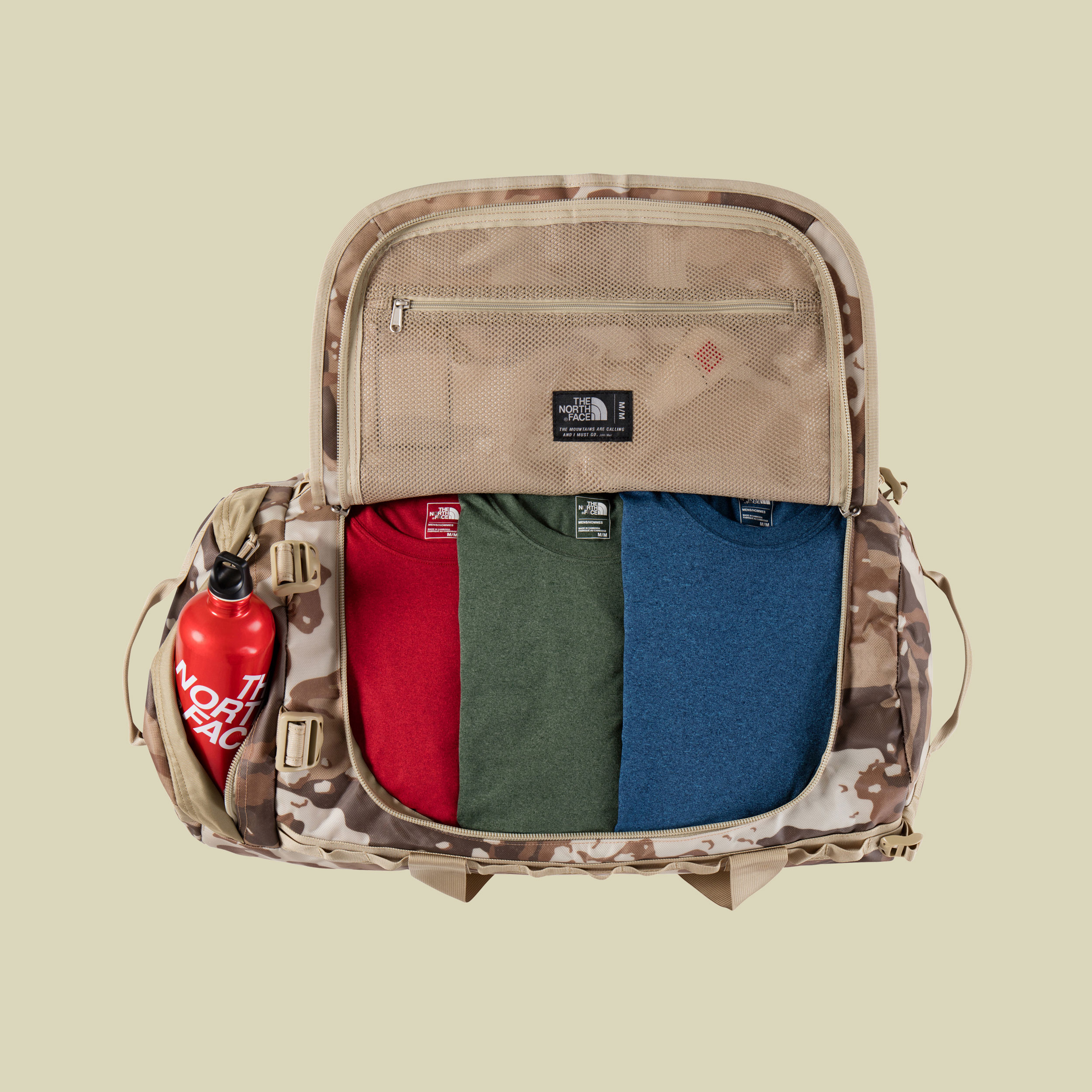 Base Camp Duffel M Volumen 71 Farbe moab khaki woodchip camo desert print/twill beige