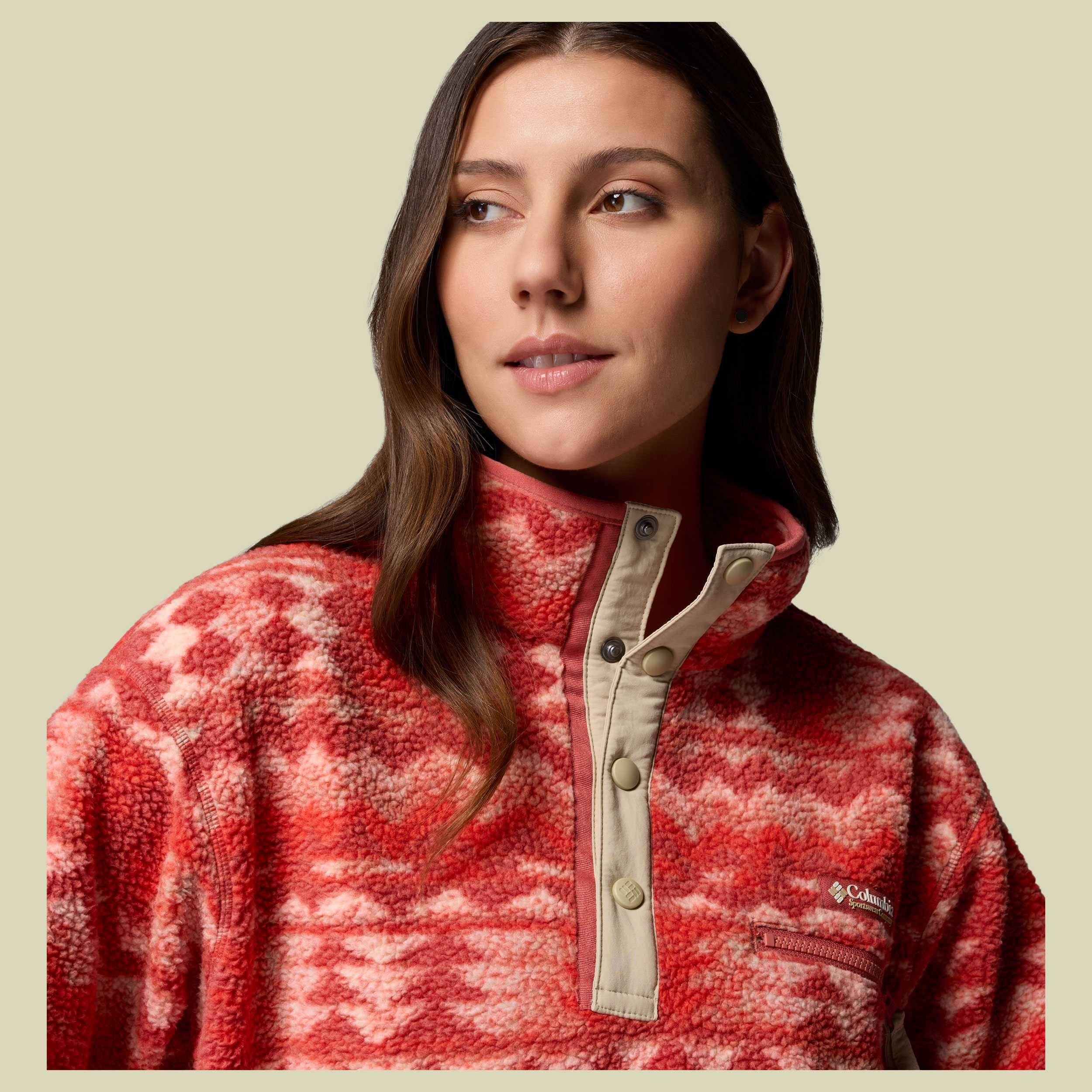 Helvetia II Printed Cropped Half Snap Women XS mehrfarbig rot - poppy red,retrotree