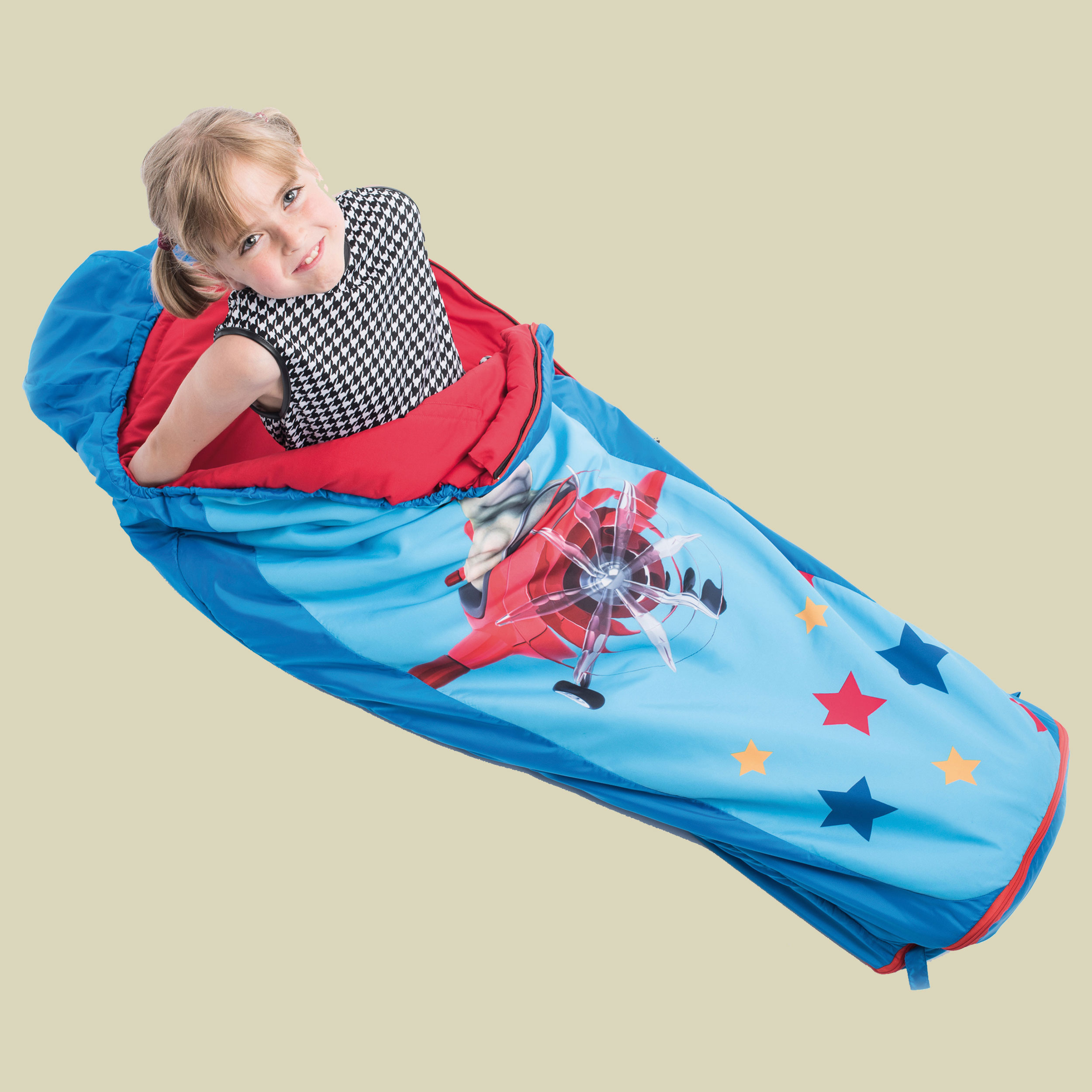Biopod Wolle Kids Määäh  bis Körpergröße: 155 cm Farbe: blau/rot mit Motiven