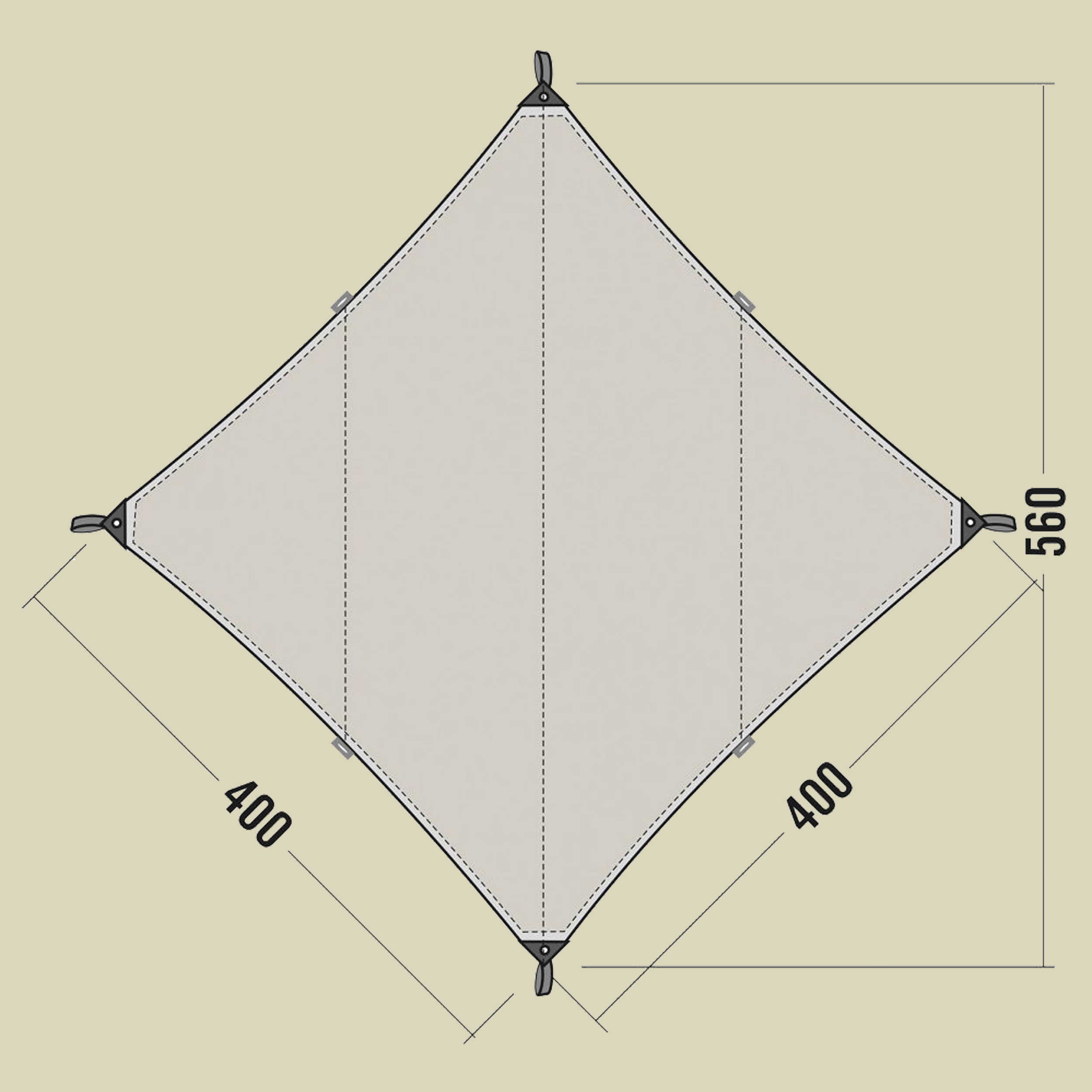 Tarp 3 TC Maße 400 x 400 cm Farbe sand beige