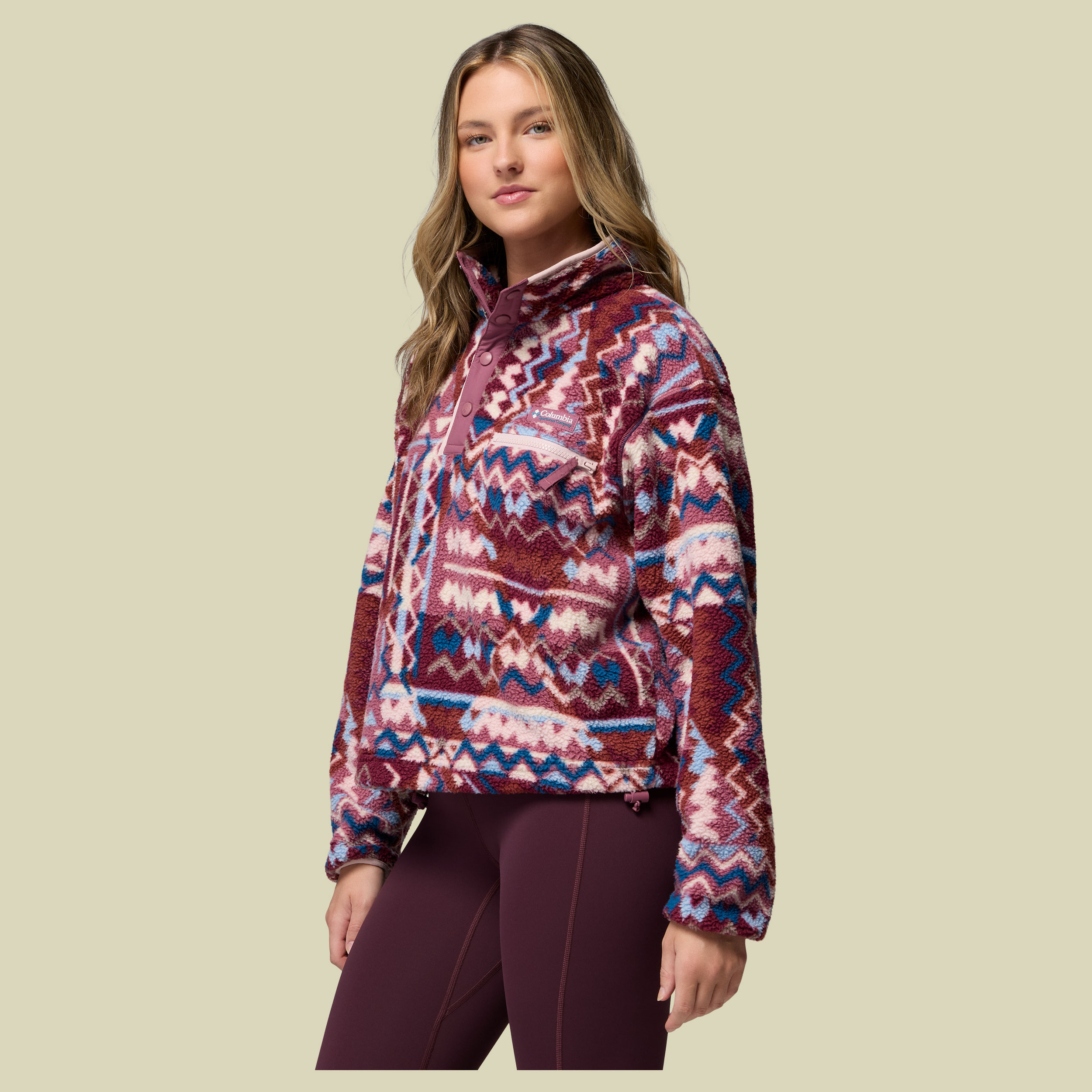 Helvetia II Printed Cropped Half Snap Women XL lila2 - antique mauve, geomix