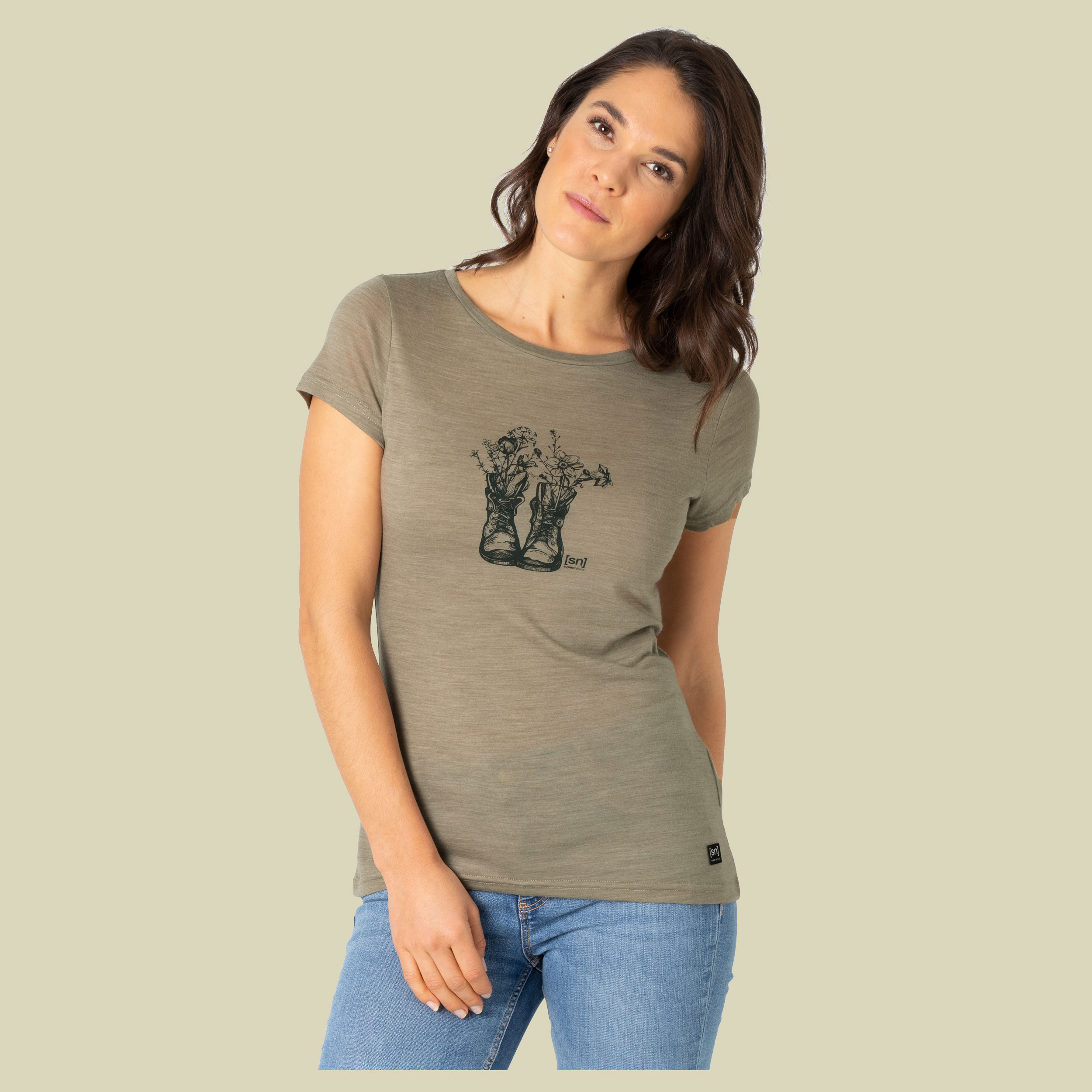 Blooming Boots Tee Women Größe XL  Farbe seneca rock melange/sea moss