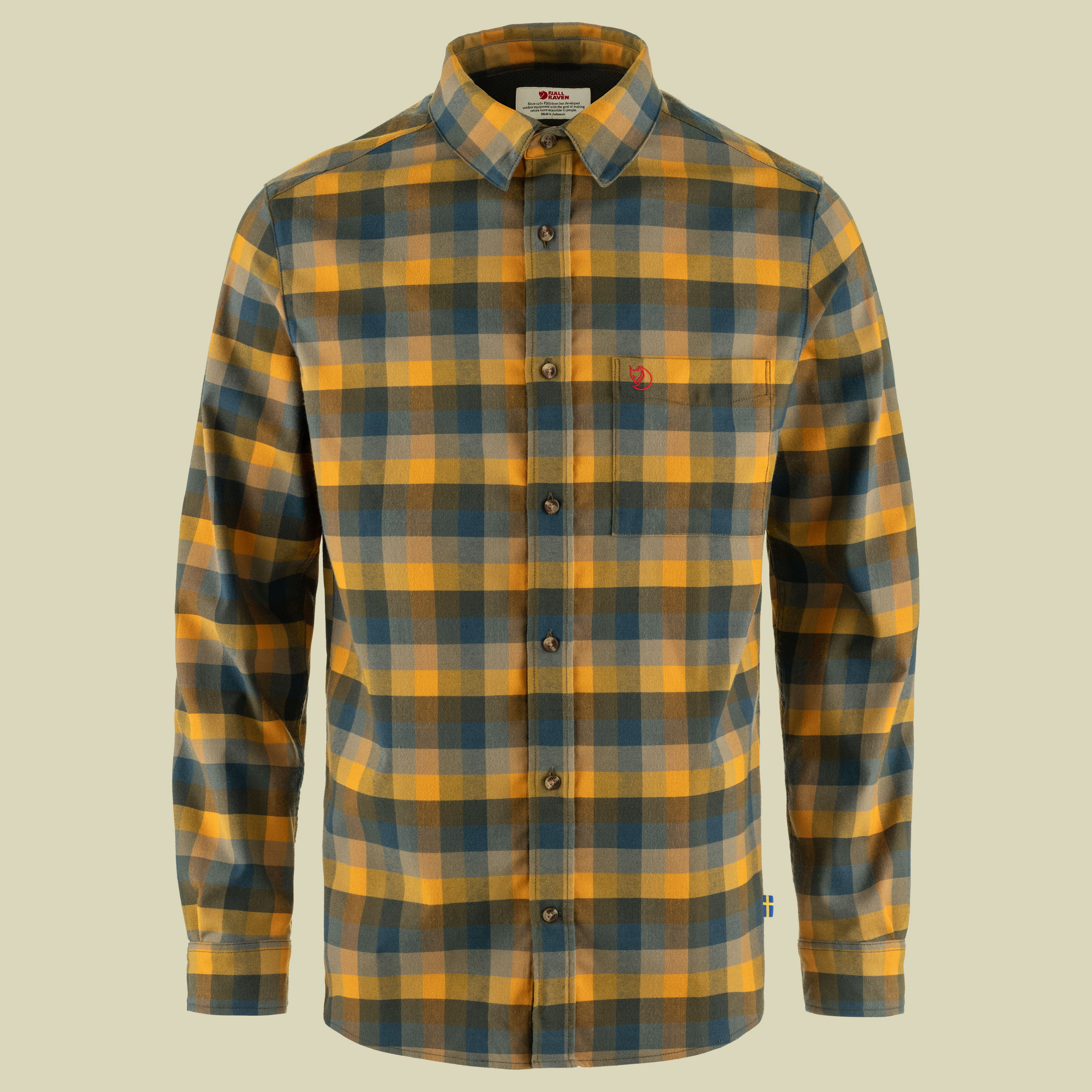 Lappland Stretch Flannel Shirt Men M mehrfarbig - laurel green/autumn leaf
