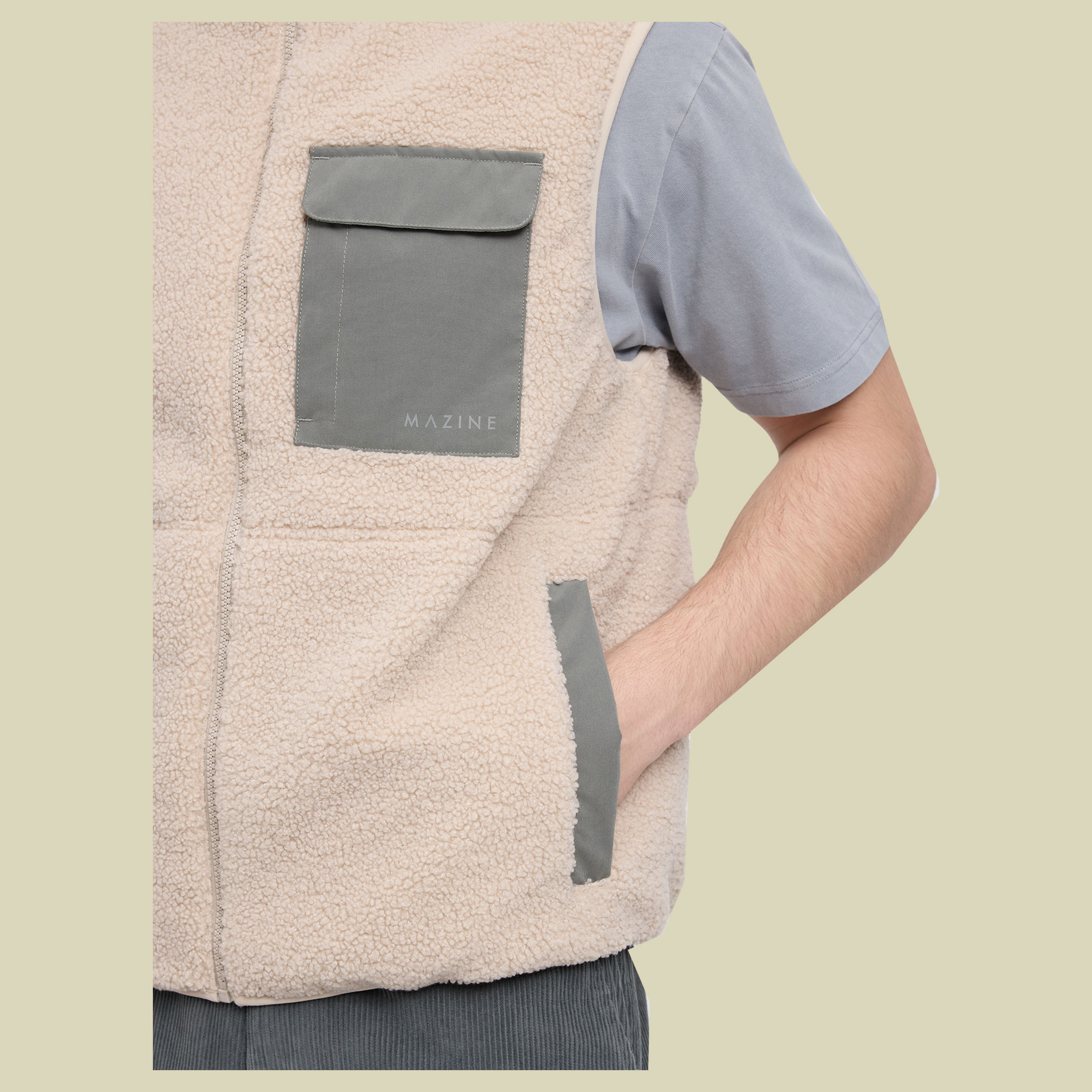 Padded Teddy-Fleece Vest Men XXL beige - natural/light bottle