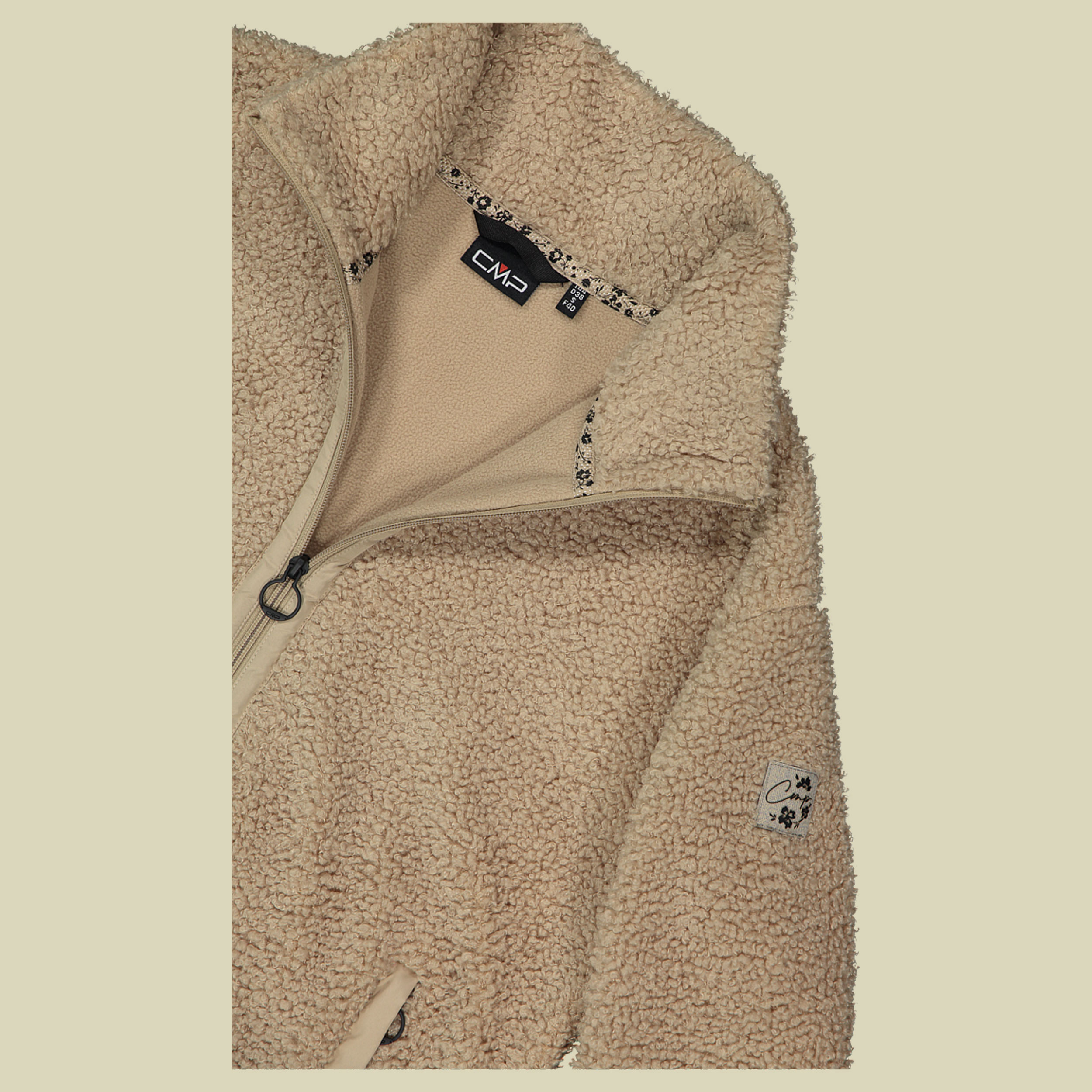 Woman Long Jacket Bonded Teddy with inner Polar Fleece 46 braun - Farbe cookie