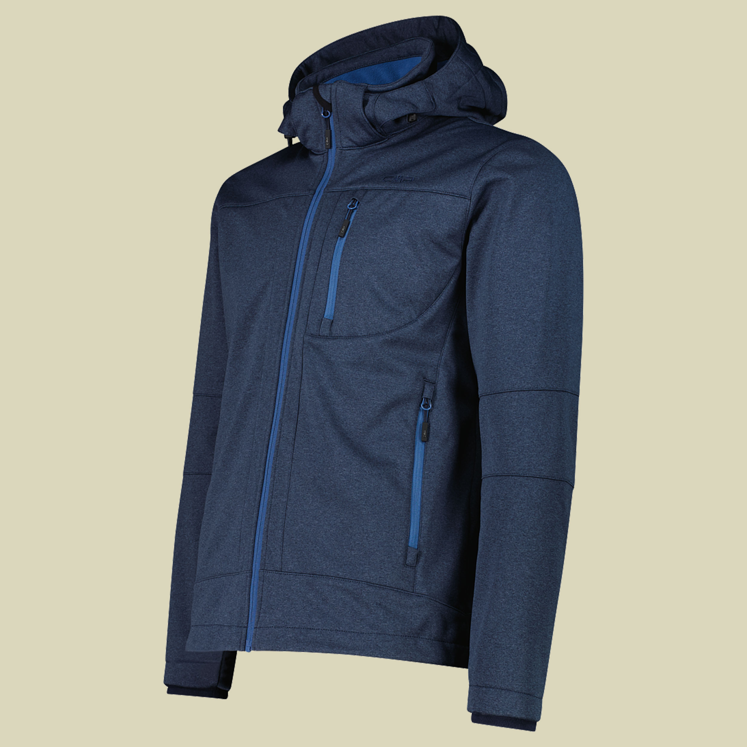 Man Softshell Jacket Zip Hood CMP 3A01787N-M blau 54 - Farbe b.blue melange bluestone