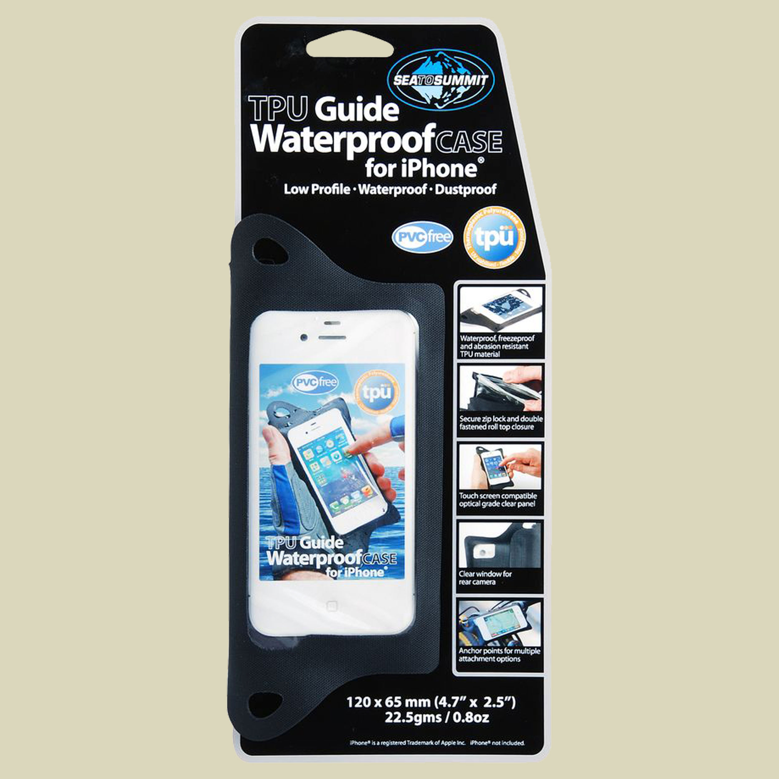 TPU Guide Waterproof Case for iPhone 120-130 mm x 65 mm schwarz