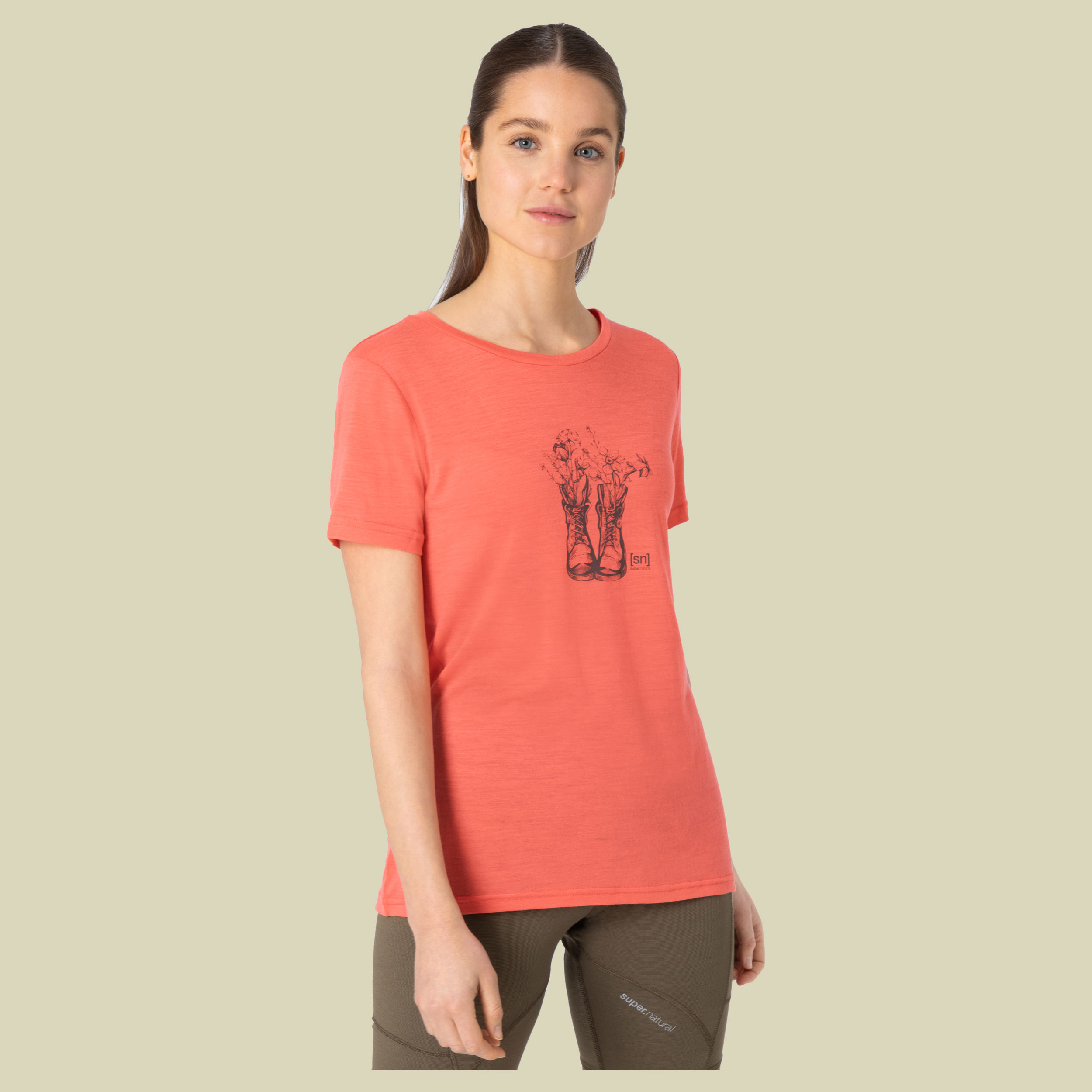 Blossom Boots Tee Women Größe L  Farbe living coral/stone grey