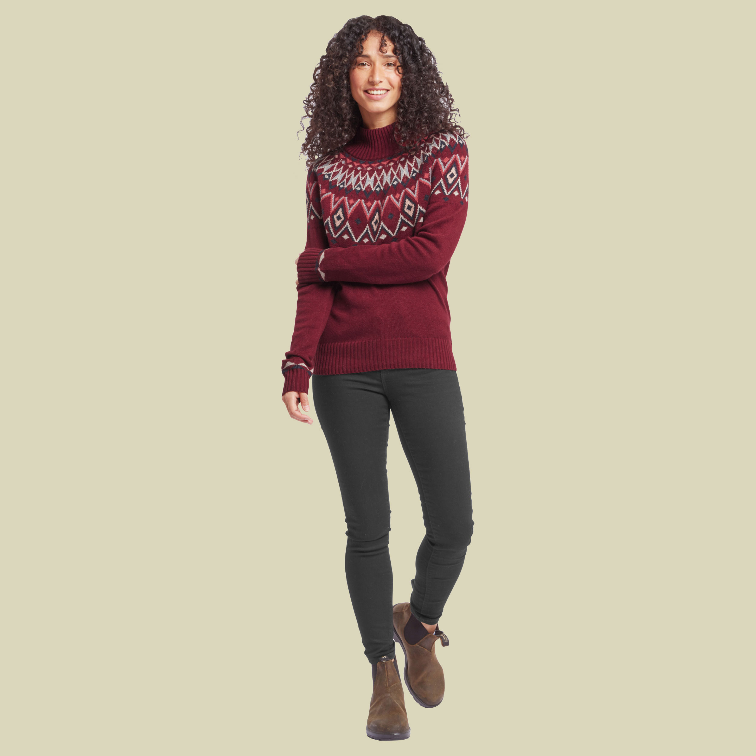 Indu Eco Mock Neck Women Größe L  Farbe beet red